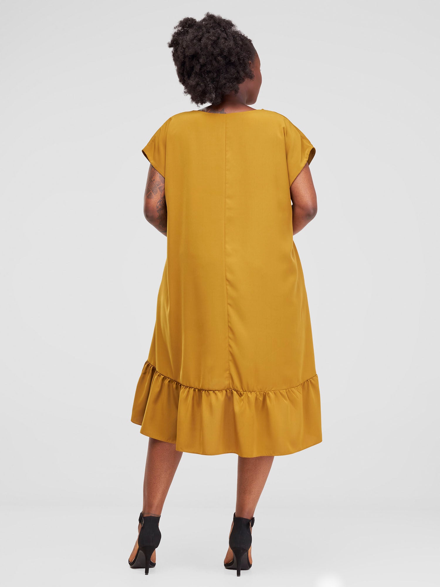 Vivo Asha Drop Shoulder Knee Length Dress - Dark Mustard
