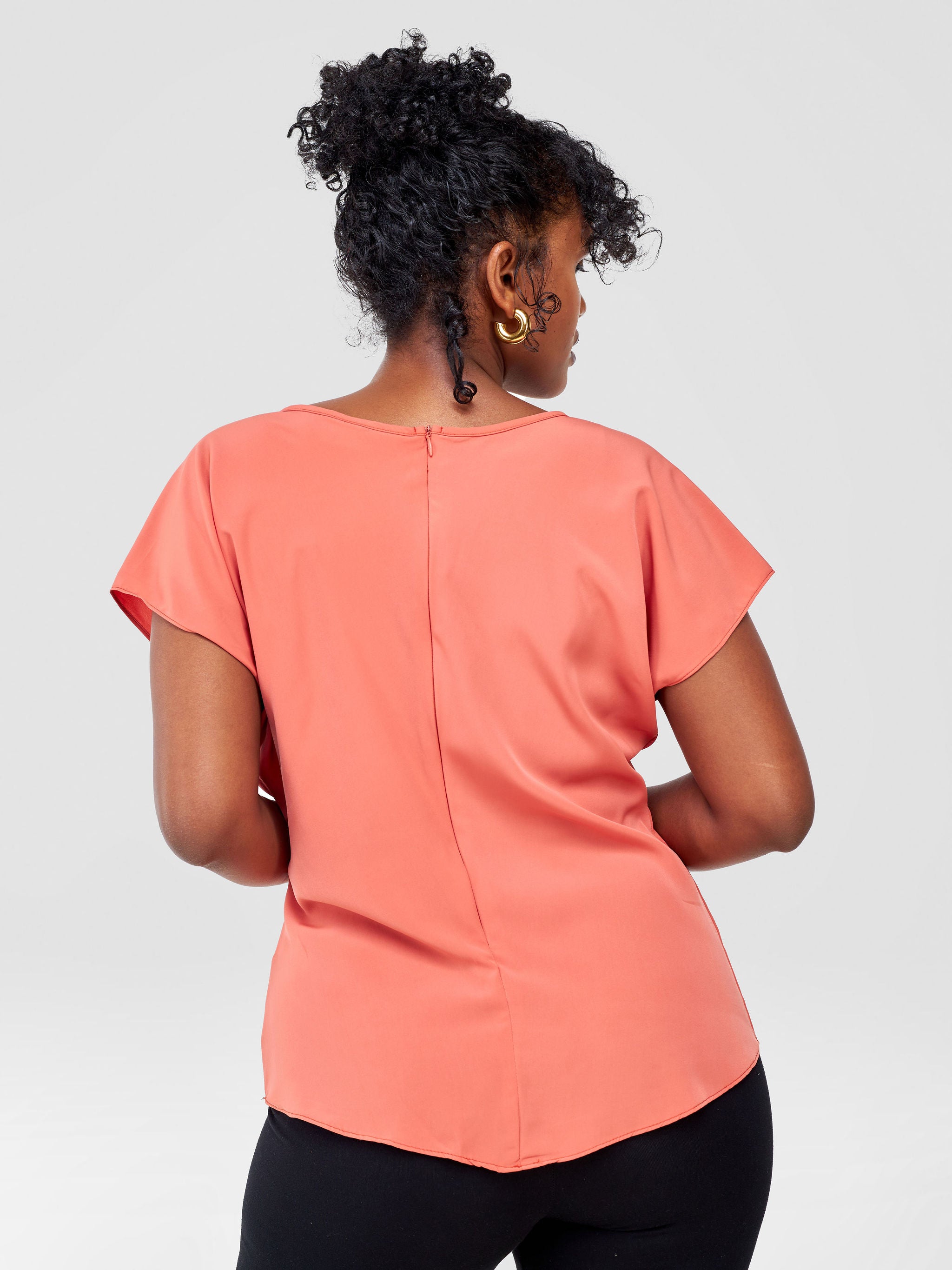 Vivo Zaria Waist Cowl Top - Coral