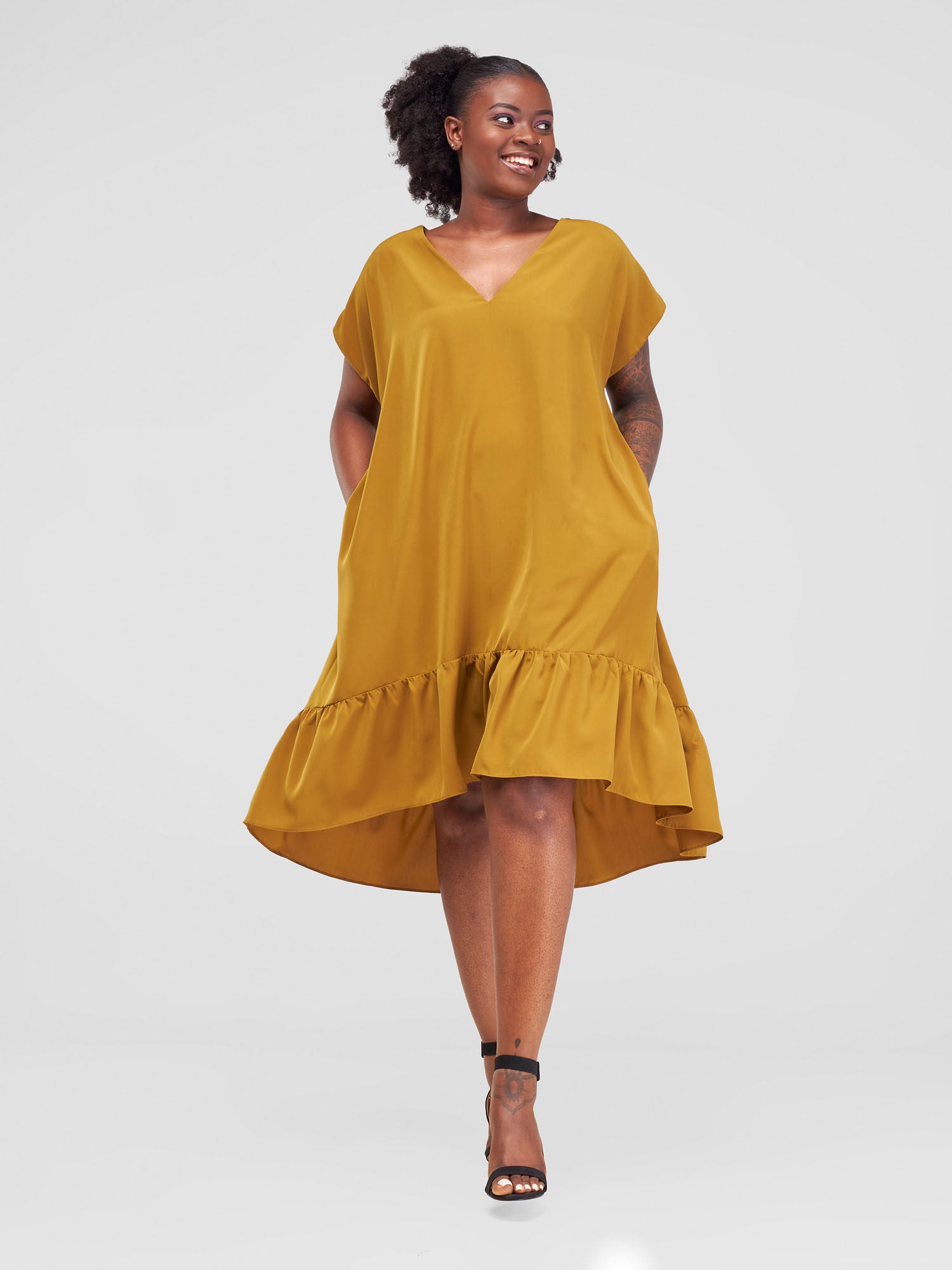 Dark mustard dress hotsell