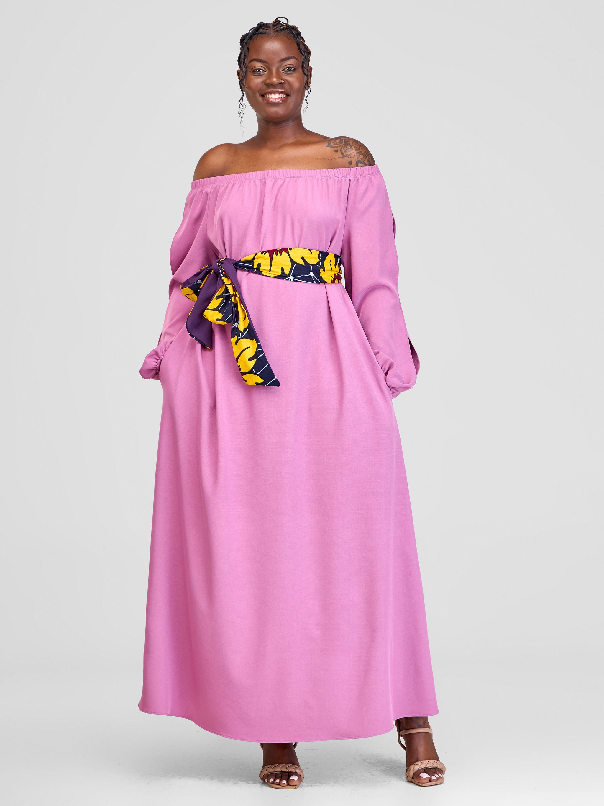 Vivo Yumi Off Shoulder Maxi Dress - Peach