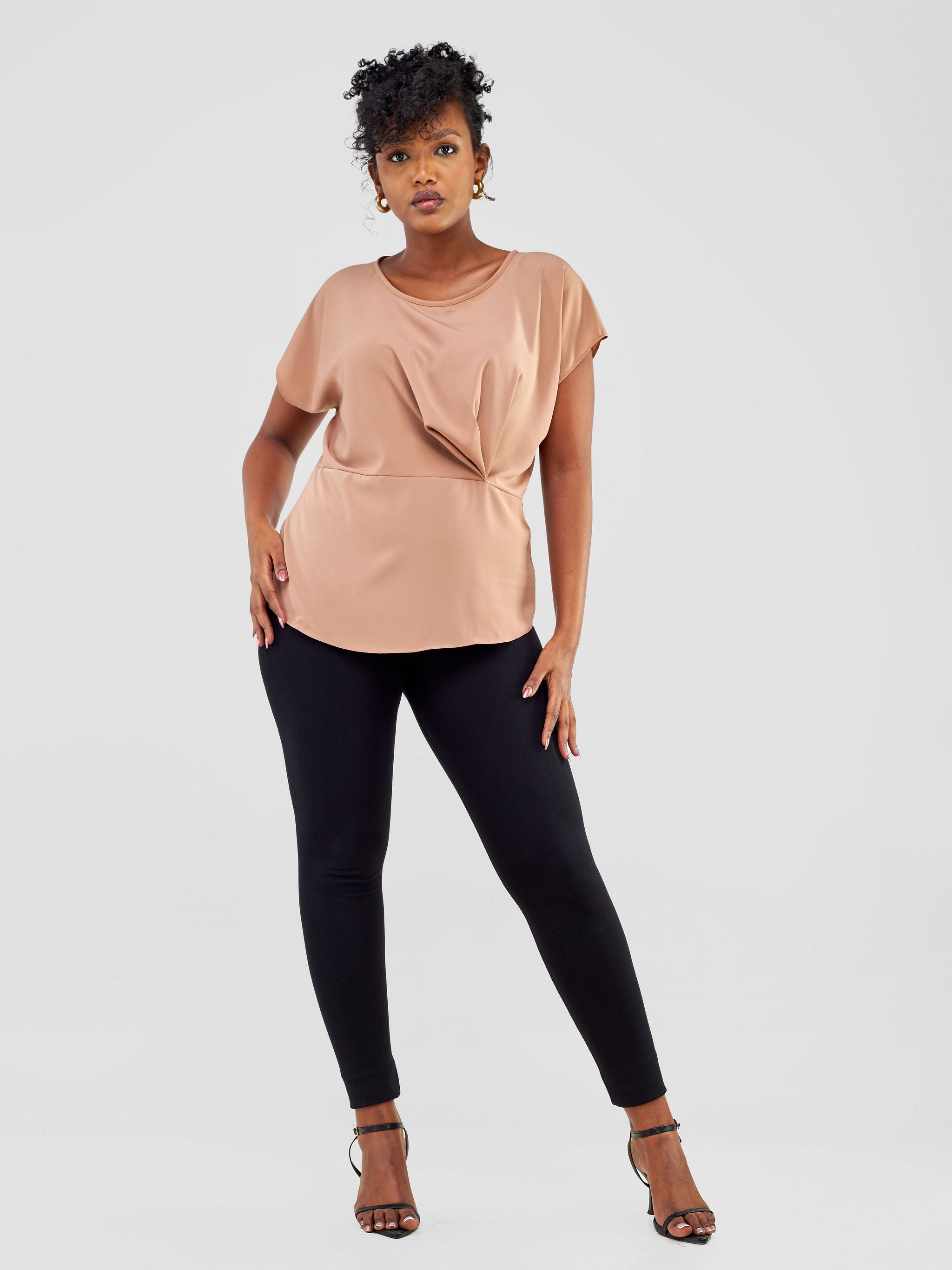 Vivo Zaria Waist Cowl Top - Taupe