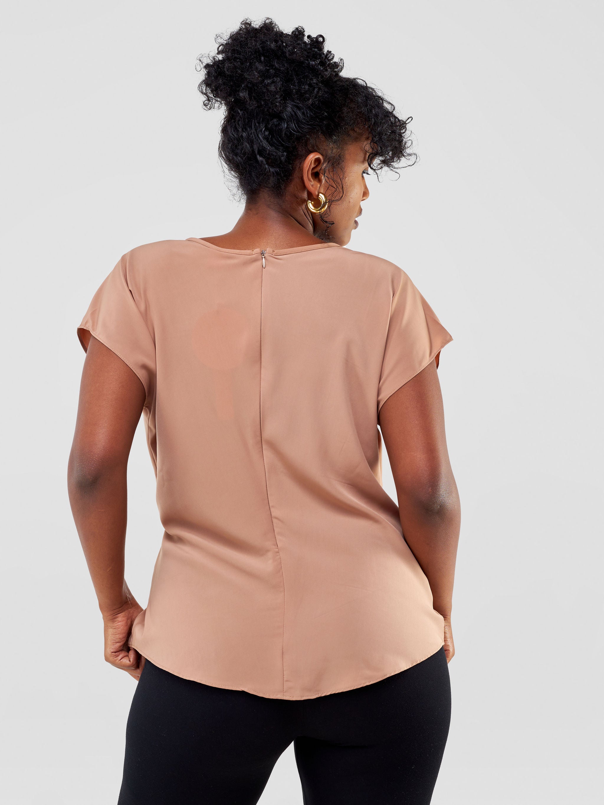 Vivo Zaria Waist Cowl Top - Taupe