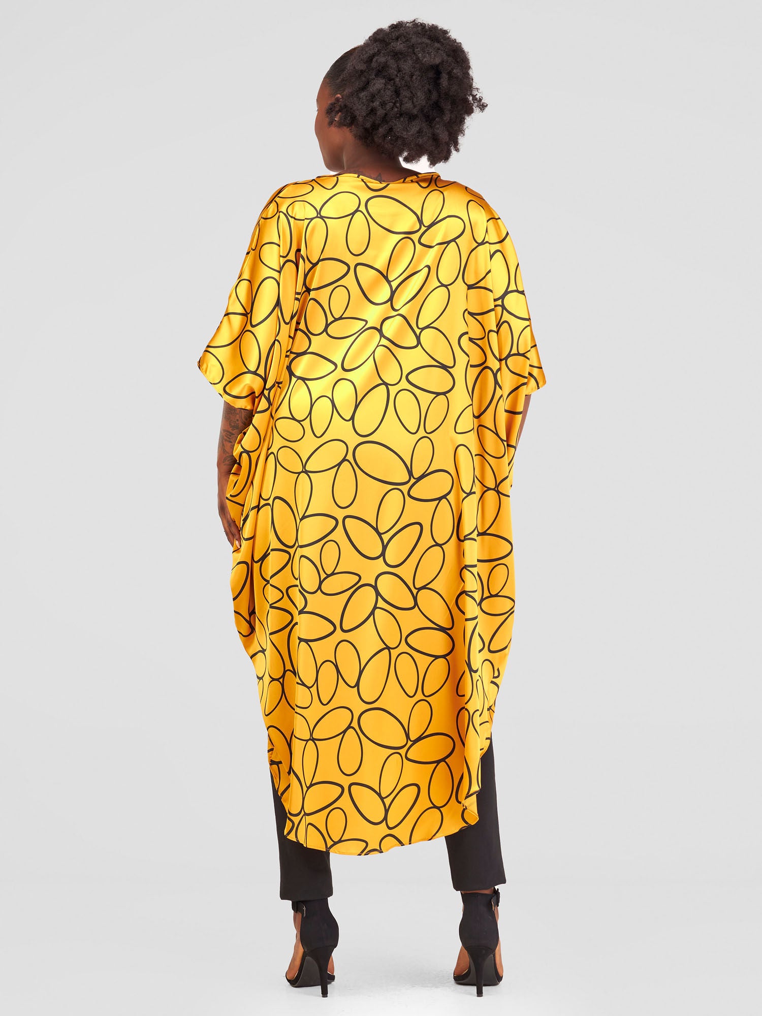 Vivo Hanabi Satin High Low Top - Mustard Koto M Print