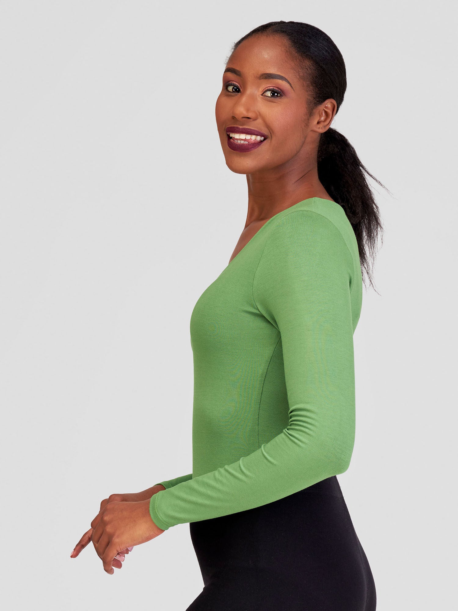 Vivo Basic Double Layered Long Sleeved Bodysuit - Green