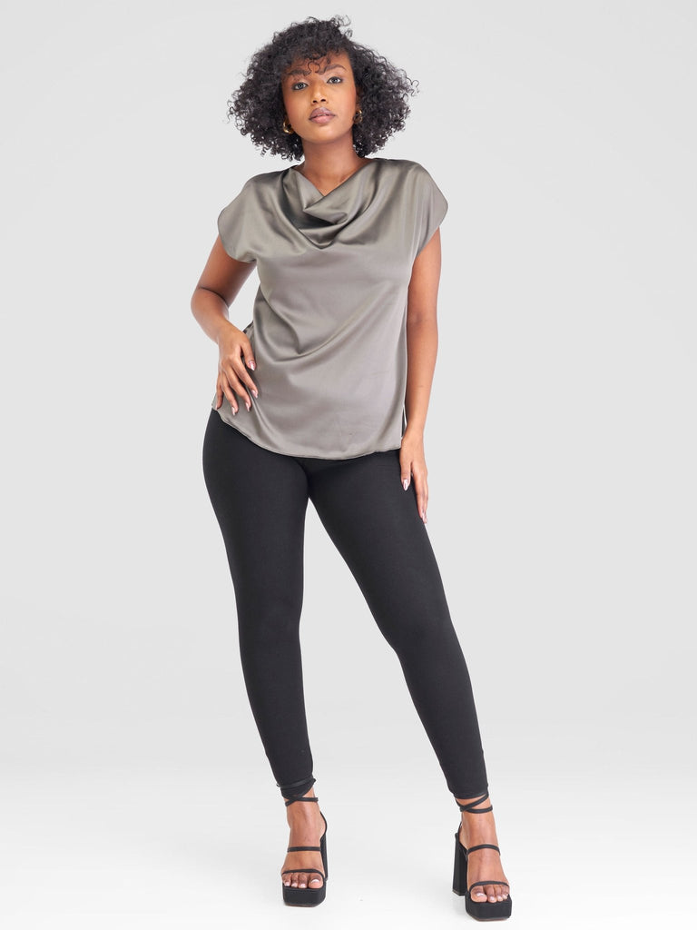 Vivo Tatili Drop Shoulder Cowl Top - Hunters Green - Shopzetu