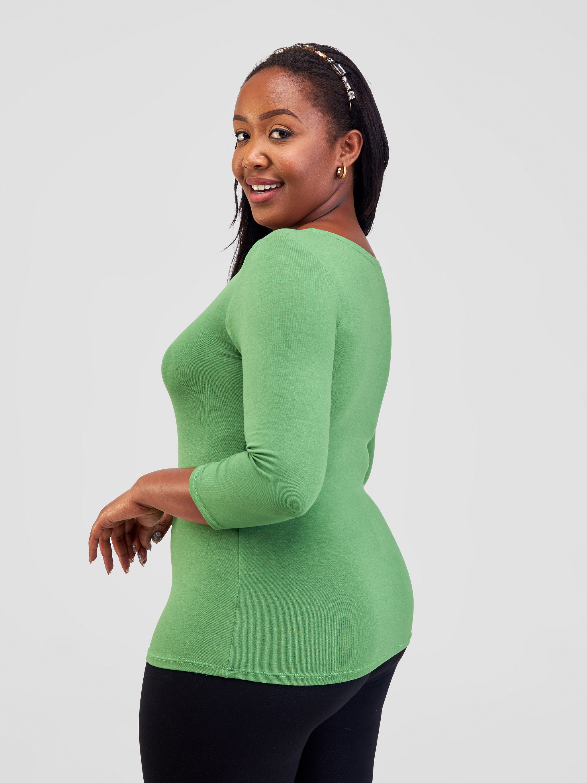 Vivo Basic 3/4 Sleeve Top - Green