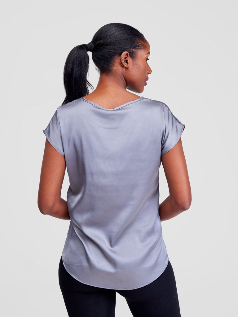 Vivo Thando Drop Shoulder Top - Grey - Shopzetu