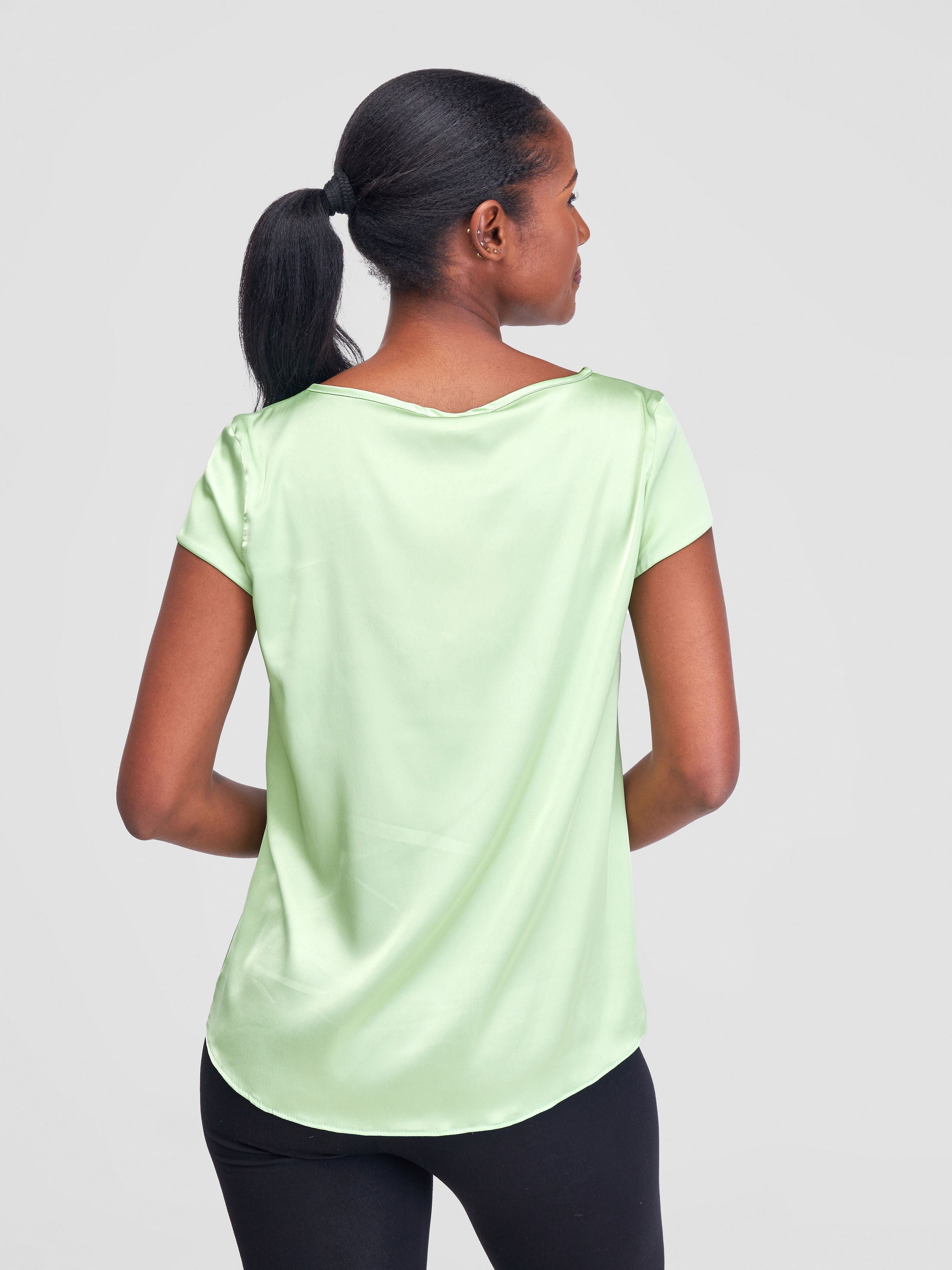 Vivo Basic Satin Cap Sleeve Top -Lime Green