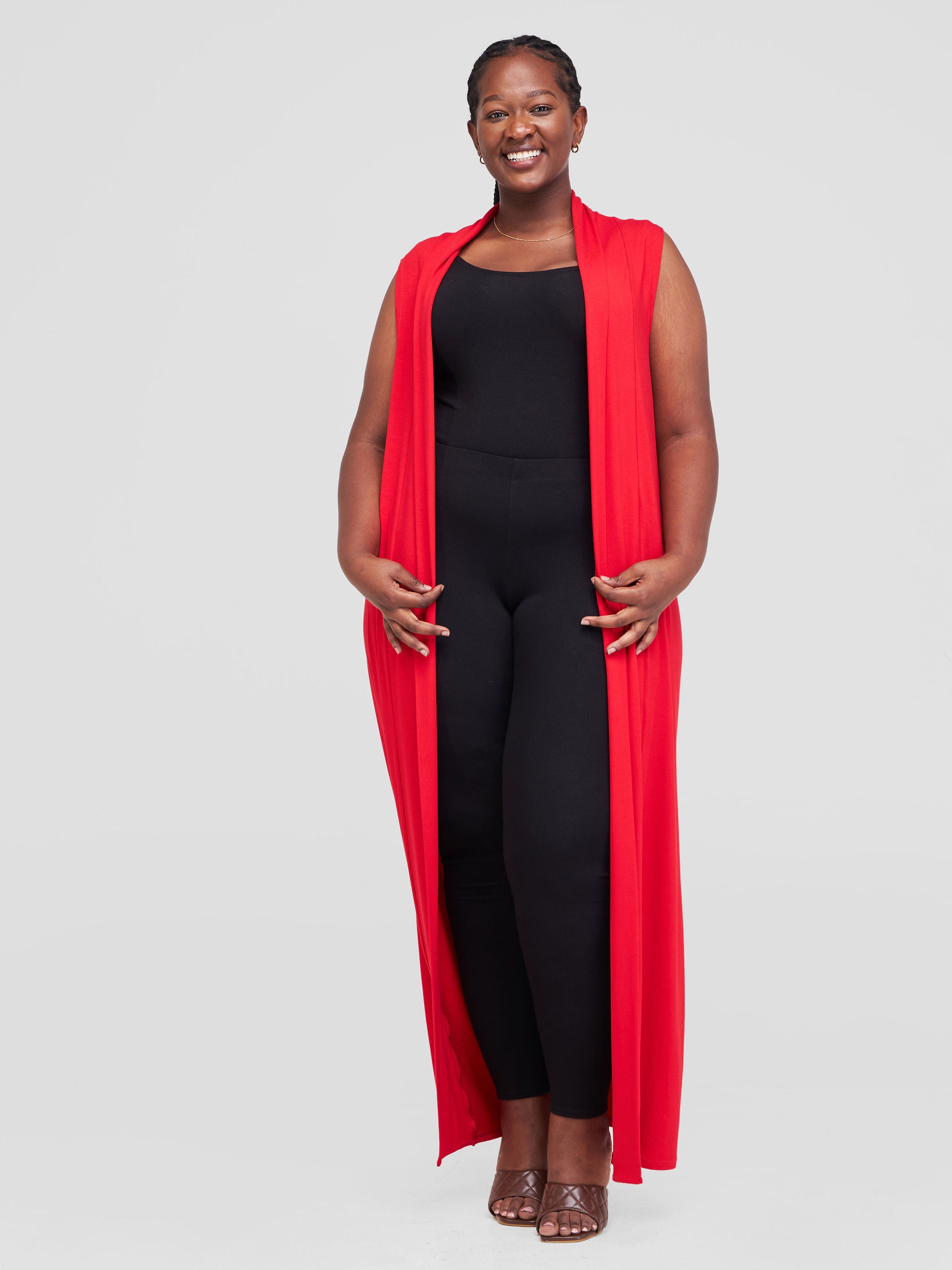 Vivo Basic Sleeveless Extra Long Lily Waterfall - Red