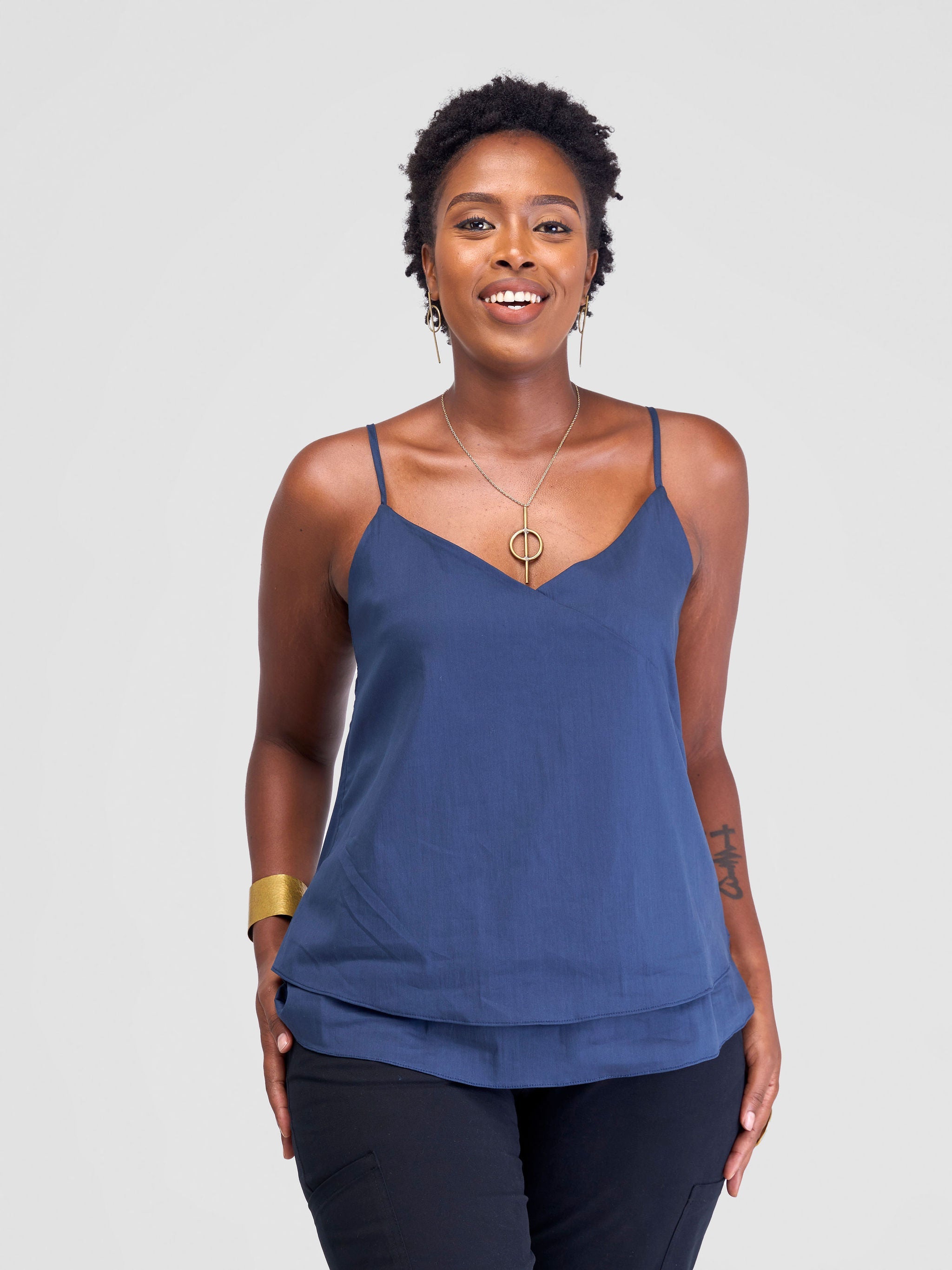 Safari Lira Panelled Camisole Top - Navy Blue