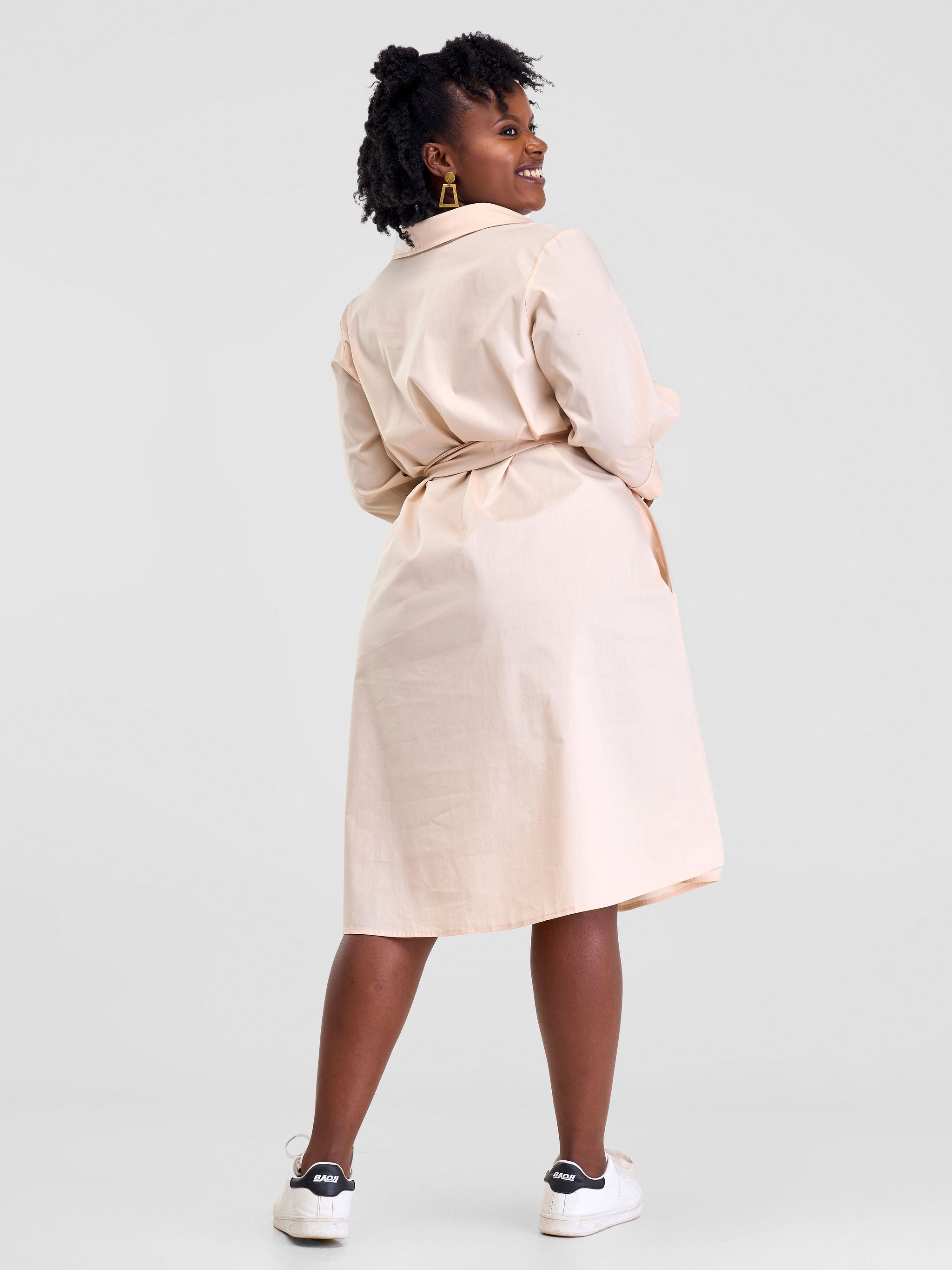 Safari Lira Front Panelled Shirt Dress - Taupe / White