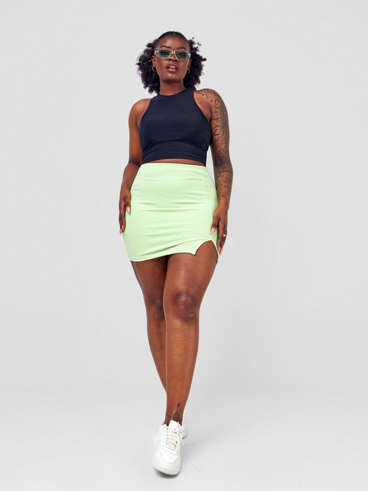 Anika Ribbed Pencil Skirt Paradise Green Vivo Fashion Group Kenya