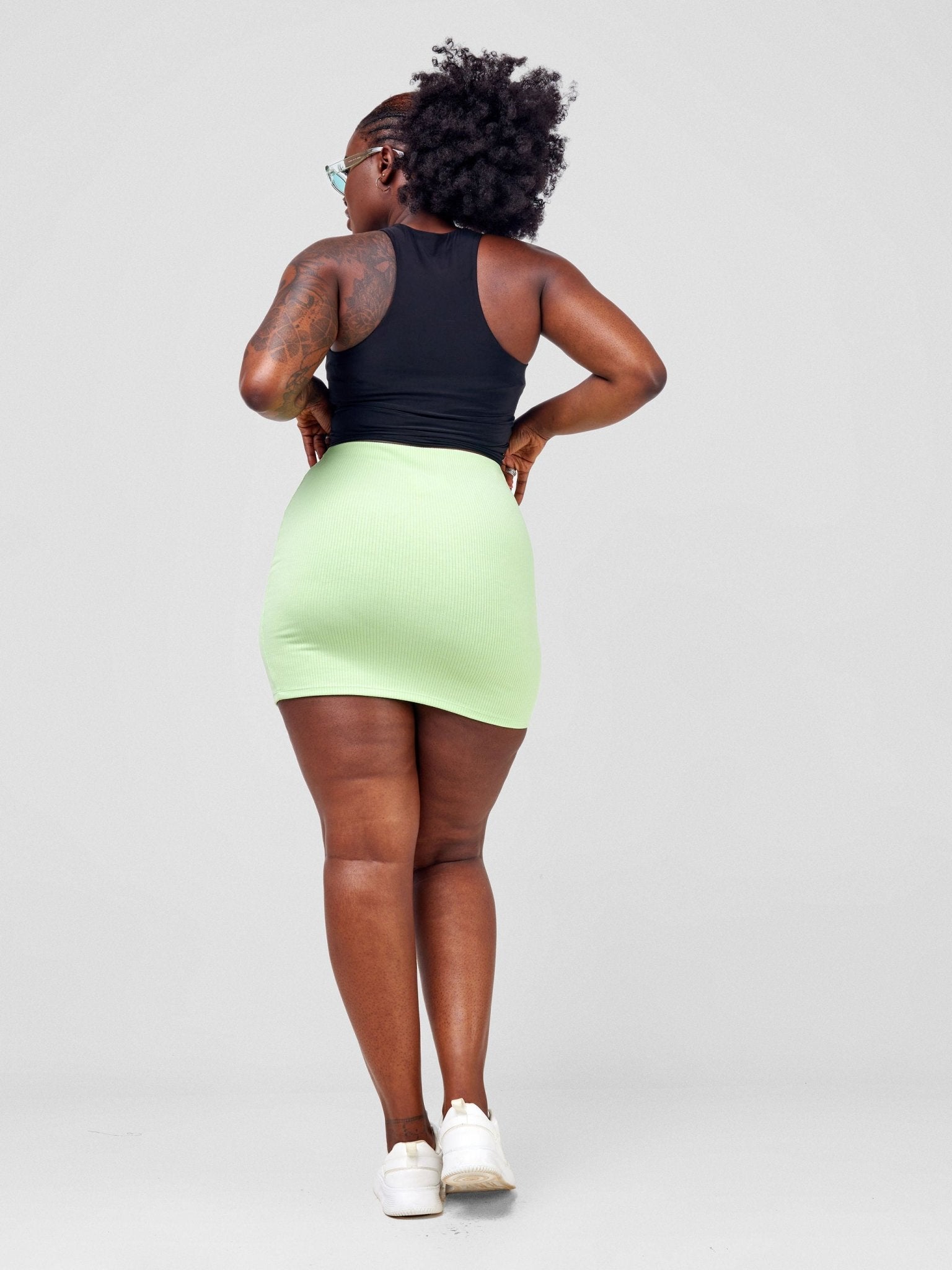 Carrie Wahu X SZ Ribbed Pencil Skirt - Paradise Green - Shopzetu