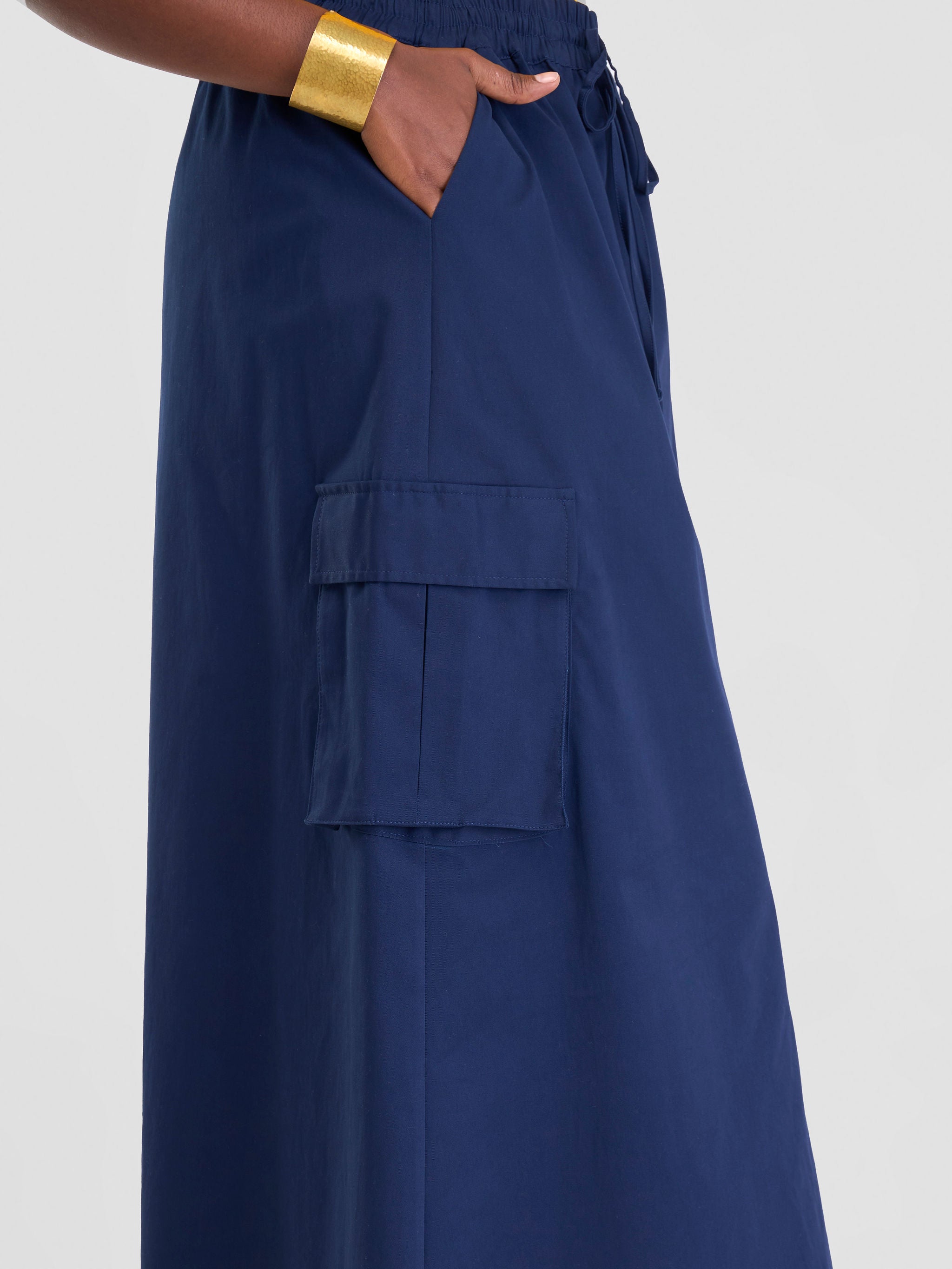 Safari Lira Front Slit Maxi Skirt - Navy Blue