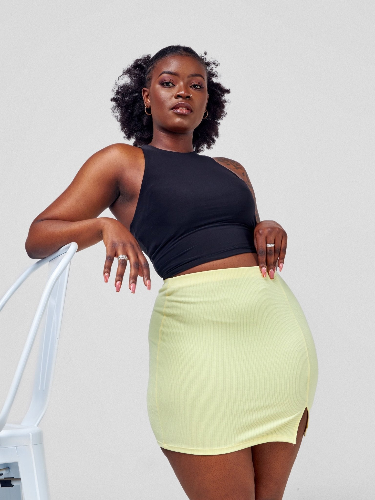 Carrie Wahu X SZ Ribbed Pencil Skirt - Paradise Green - Shopzetu