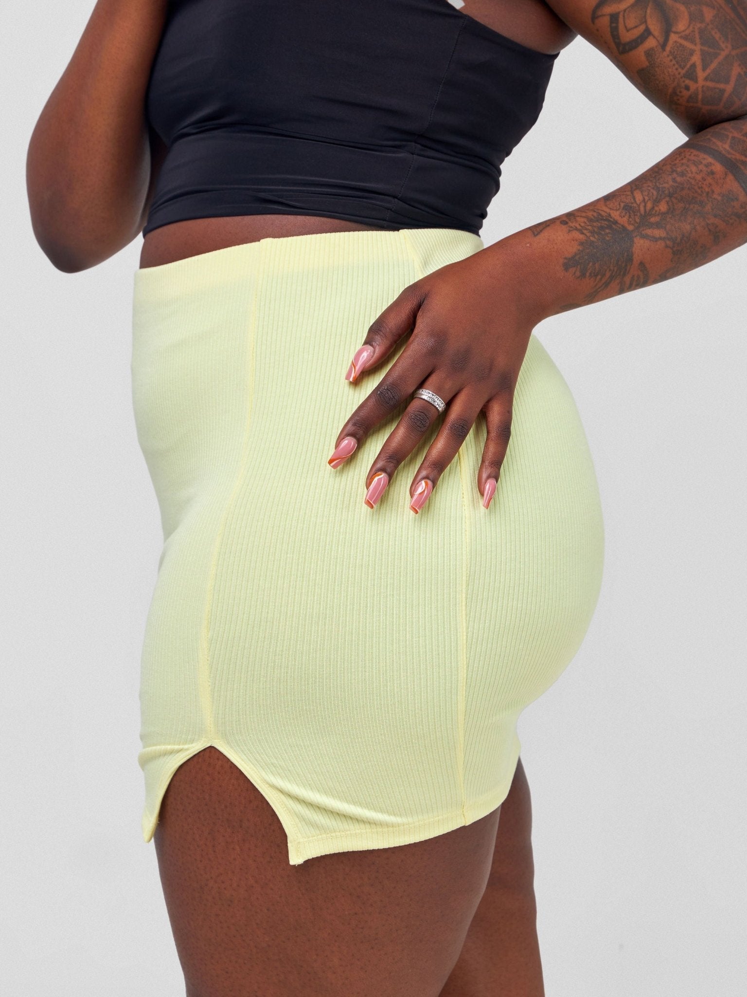 Carrie Wahu X SZ Ribbed Pencil Skirt - Elfin Yellow - Shopzetu