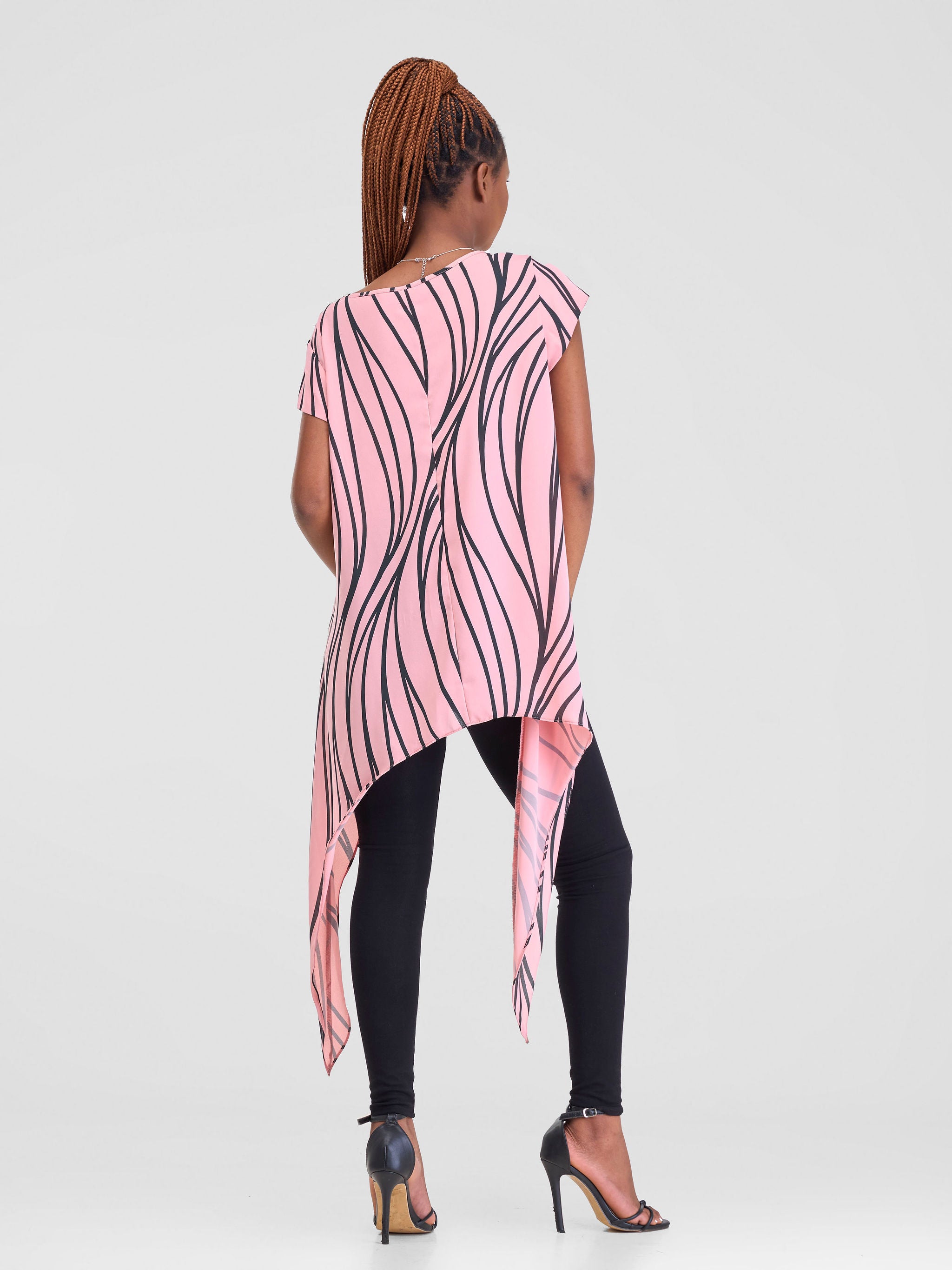 Vivo Sakari Cap Sleeve Drape Top - Sari Baby Pink Print