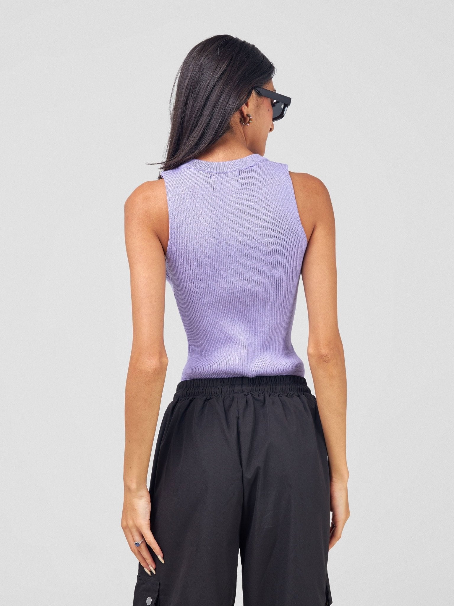 Carrie Wahu X SZ Lea Ribbed Sleeveless Bodysuits - Lilac - Shopzetu