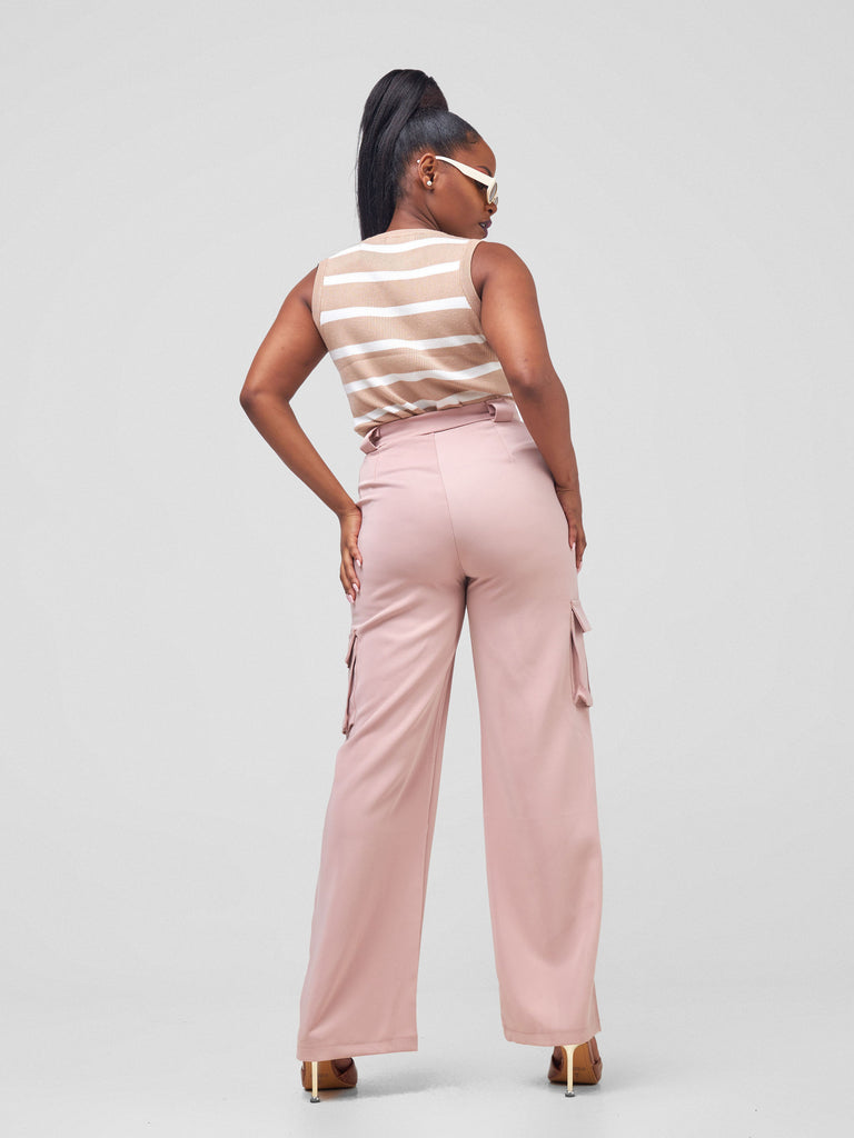 Anika Fabiana Wide Leg Cargo Trousers - Blush Pink