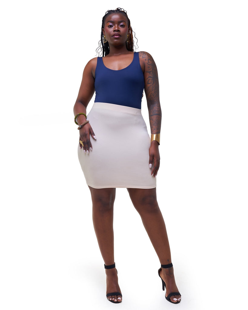 Zoya Party Sleeveless Bodysuit - Navy Blue - Shopzetu