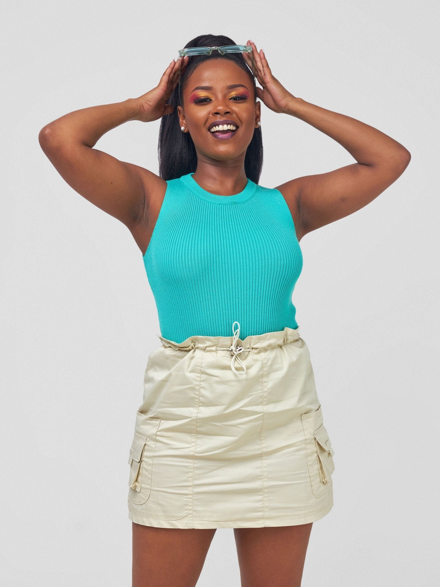 Carrie Wahu X SZ Lea Ribbed Sleeveless Bodysuits - Sea Foam Green - Shopzetu