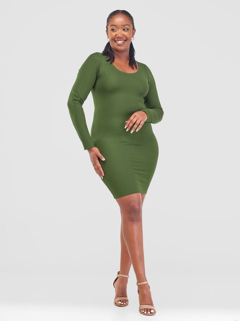 Zoya Basic Long Sleeve Bodycon - Hunters - Shopzetu