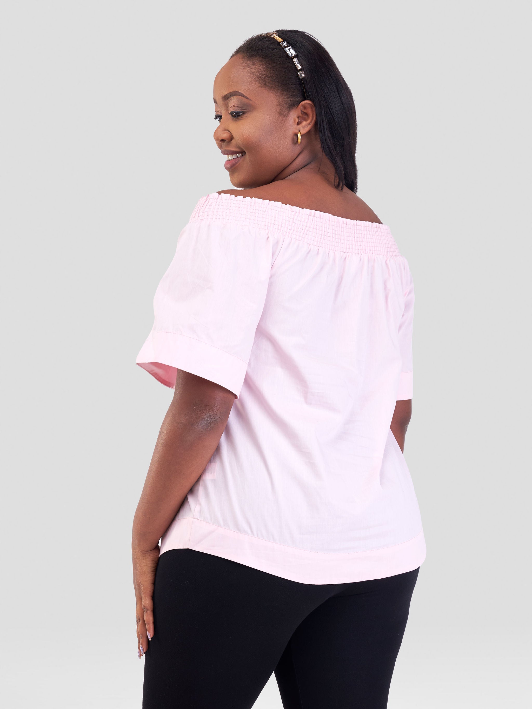 Safari Zene Off Shoulder Top - Light Pink