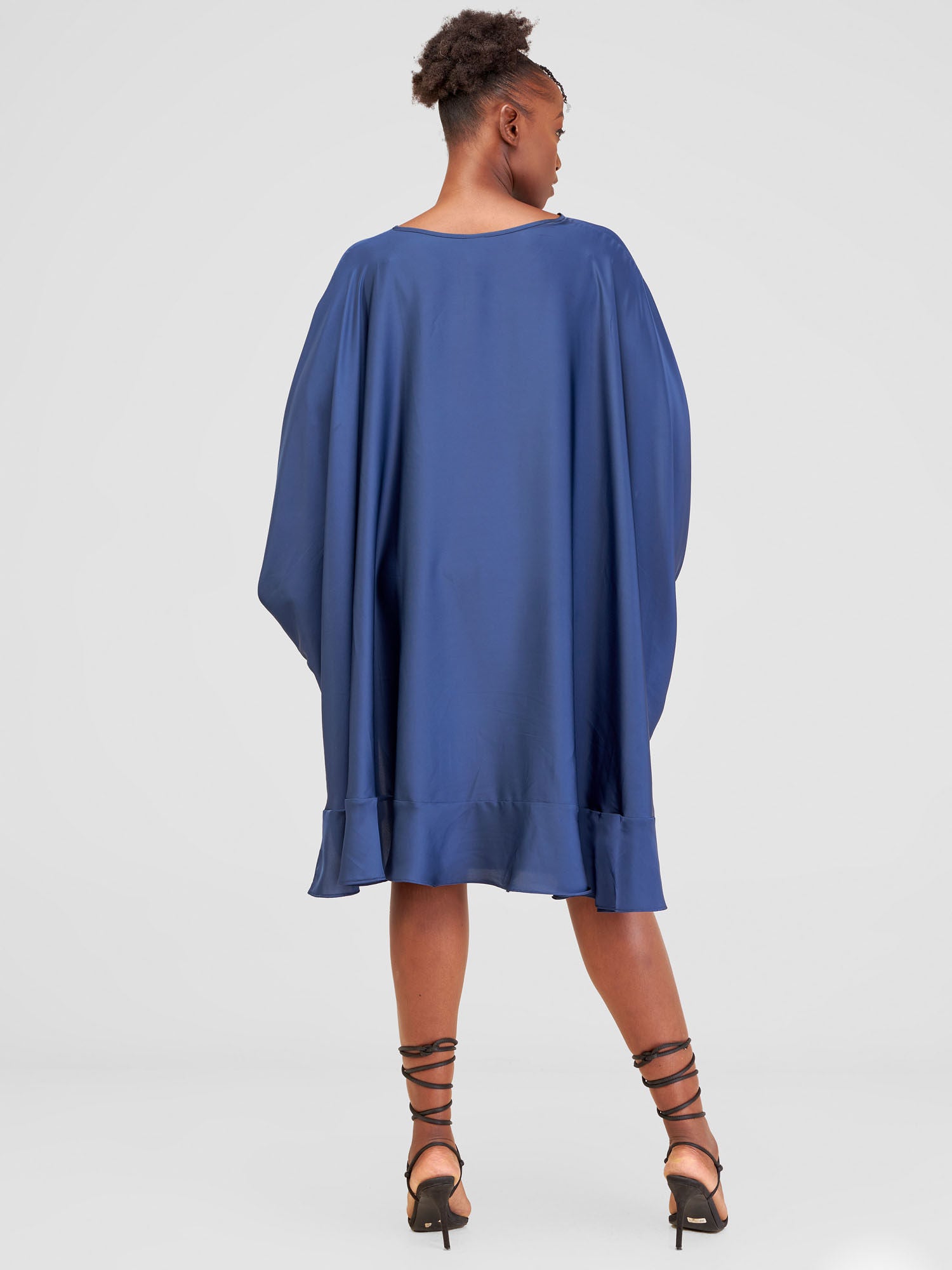 Vivo Alika Flounce Kaftan Top - Navy Blue