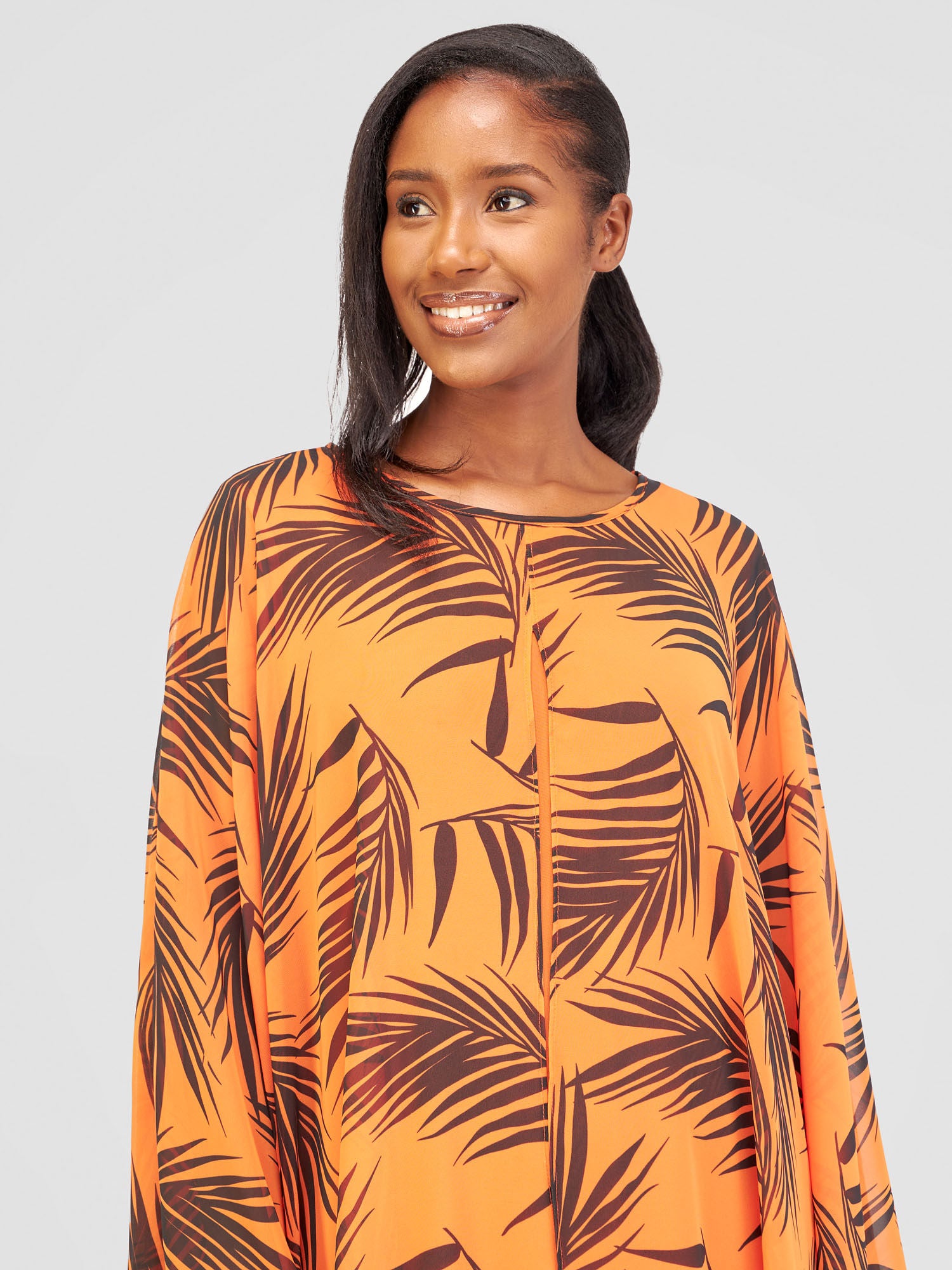 Vivo Alika Layered Dress - Orange / Navy Blue Siri Print