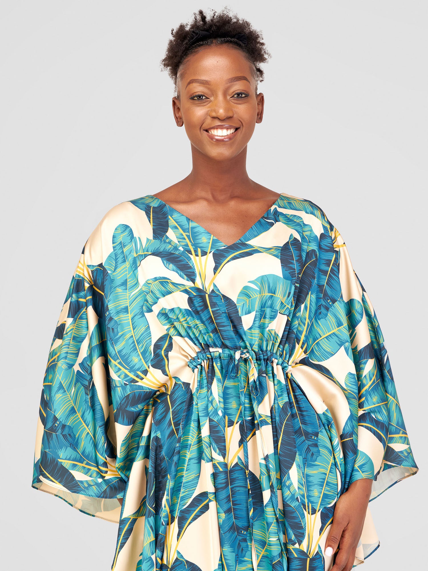 Vivo Alika Knee Length Kimono - Taupe / Green