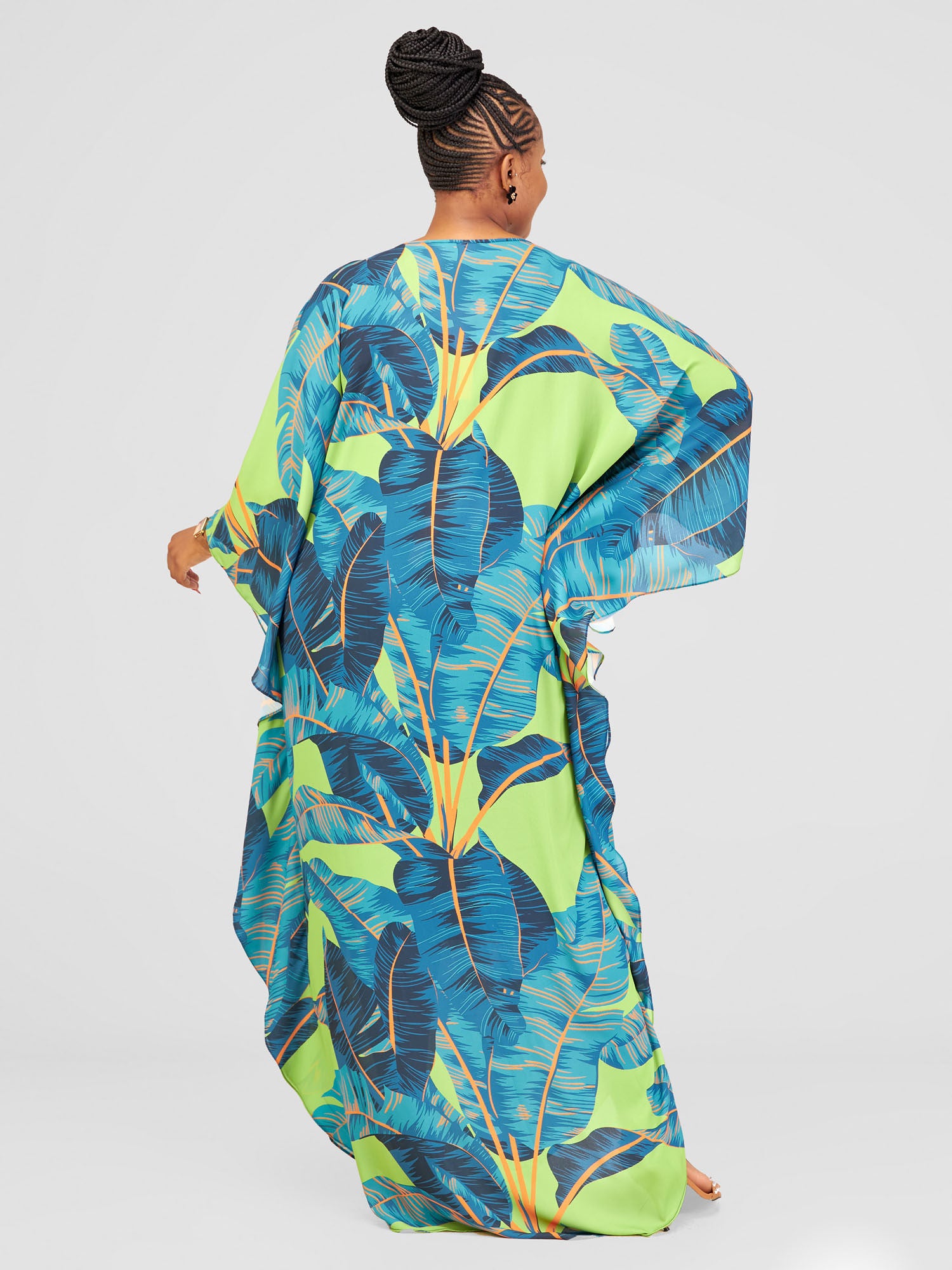 Vivo Alika Maxi Kimono - Green / Blue Asaka Print
