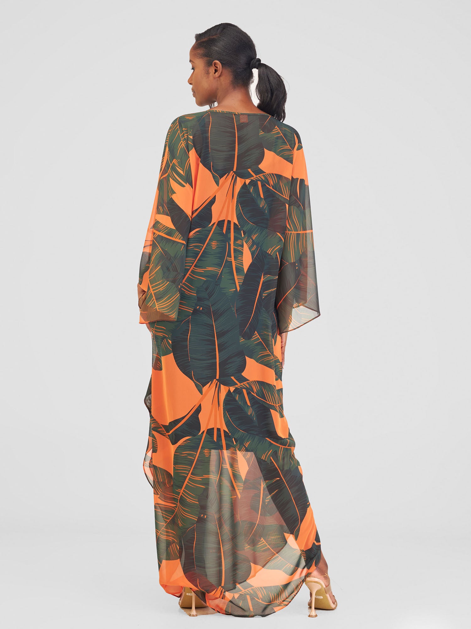 Vivo Alika Maxi Kimono - Orange Green Asaka Print