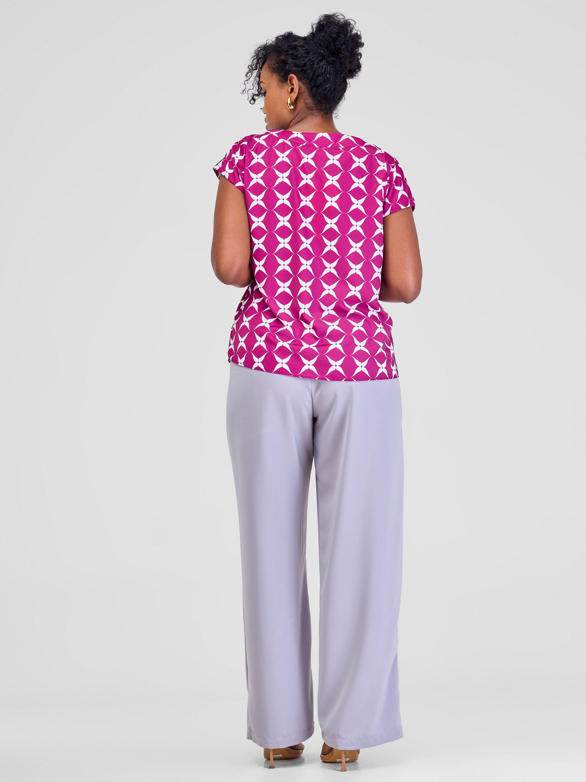 Vivo Arafa Tie Top - Purple / White Clover Print