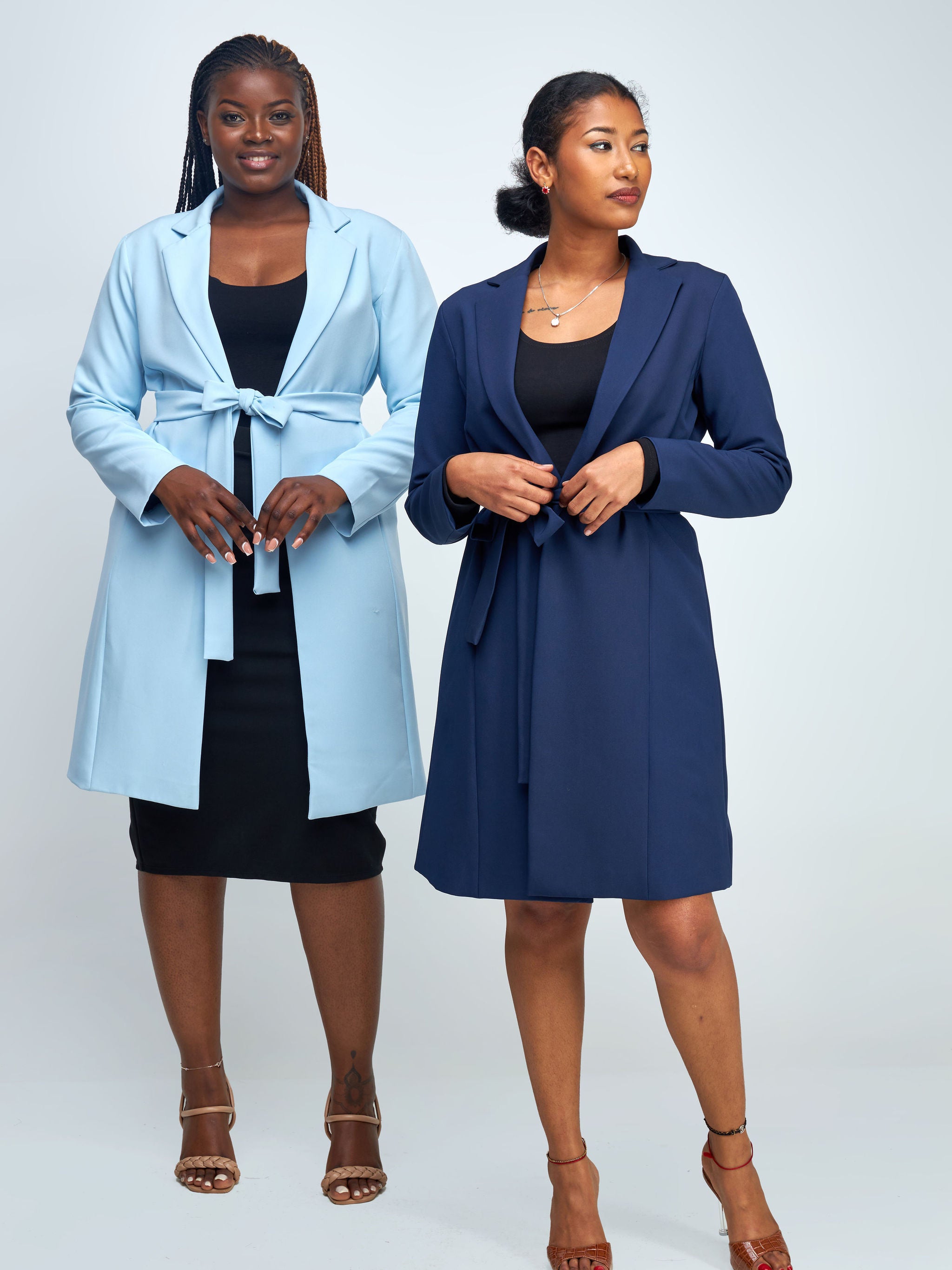 Vivo Taji Long Sleeve Knee Length Coat - Light Blue