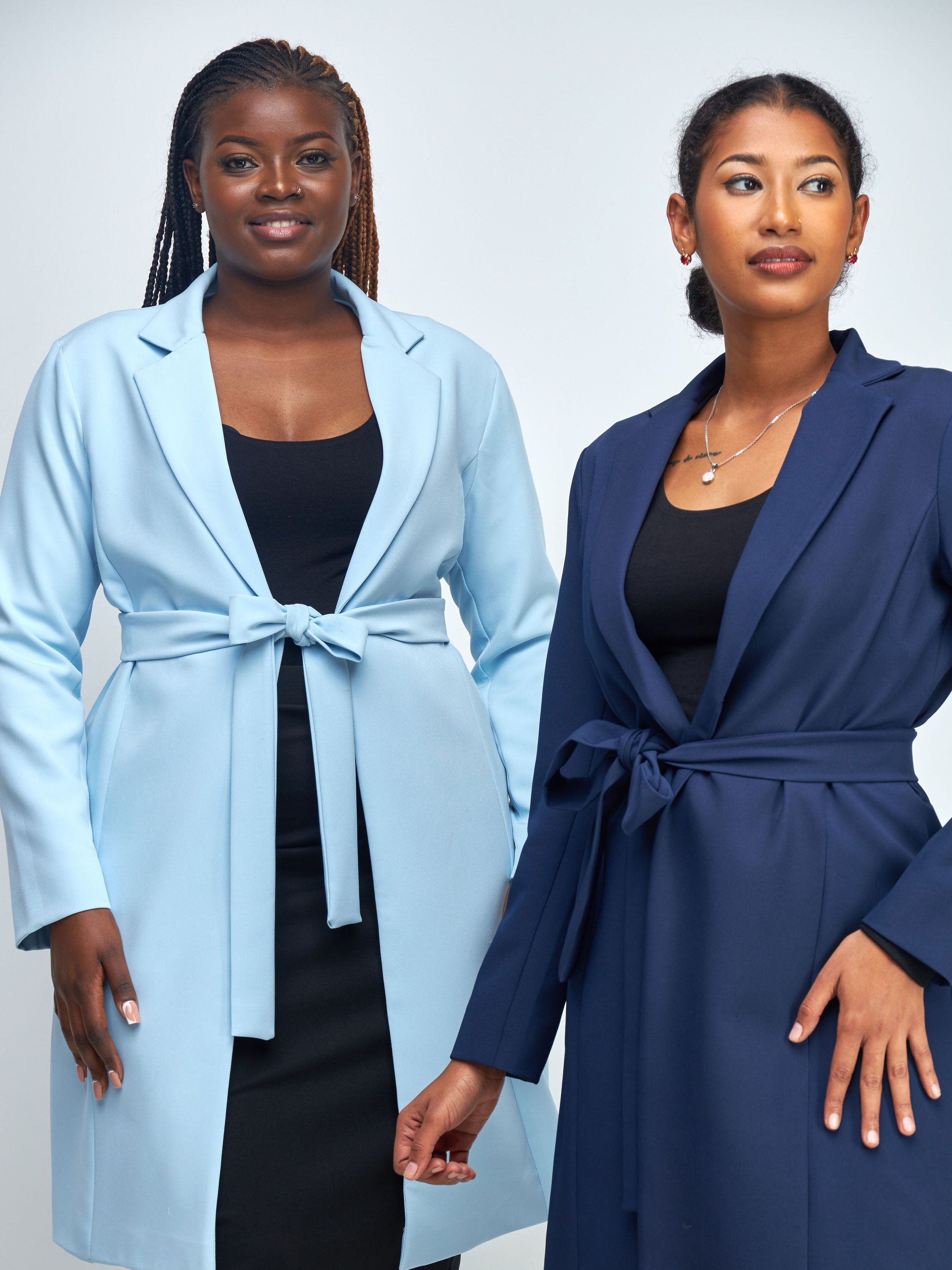 Vivo Taji Long Sleeve Knee Length Coat - Light Blue