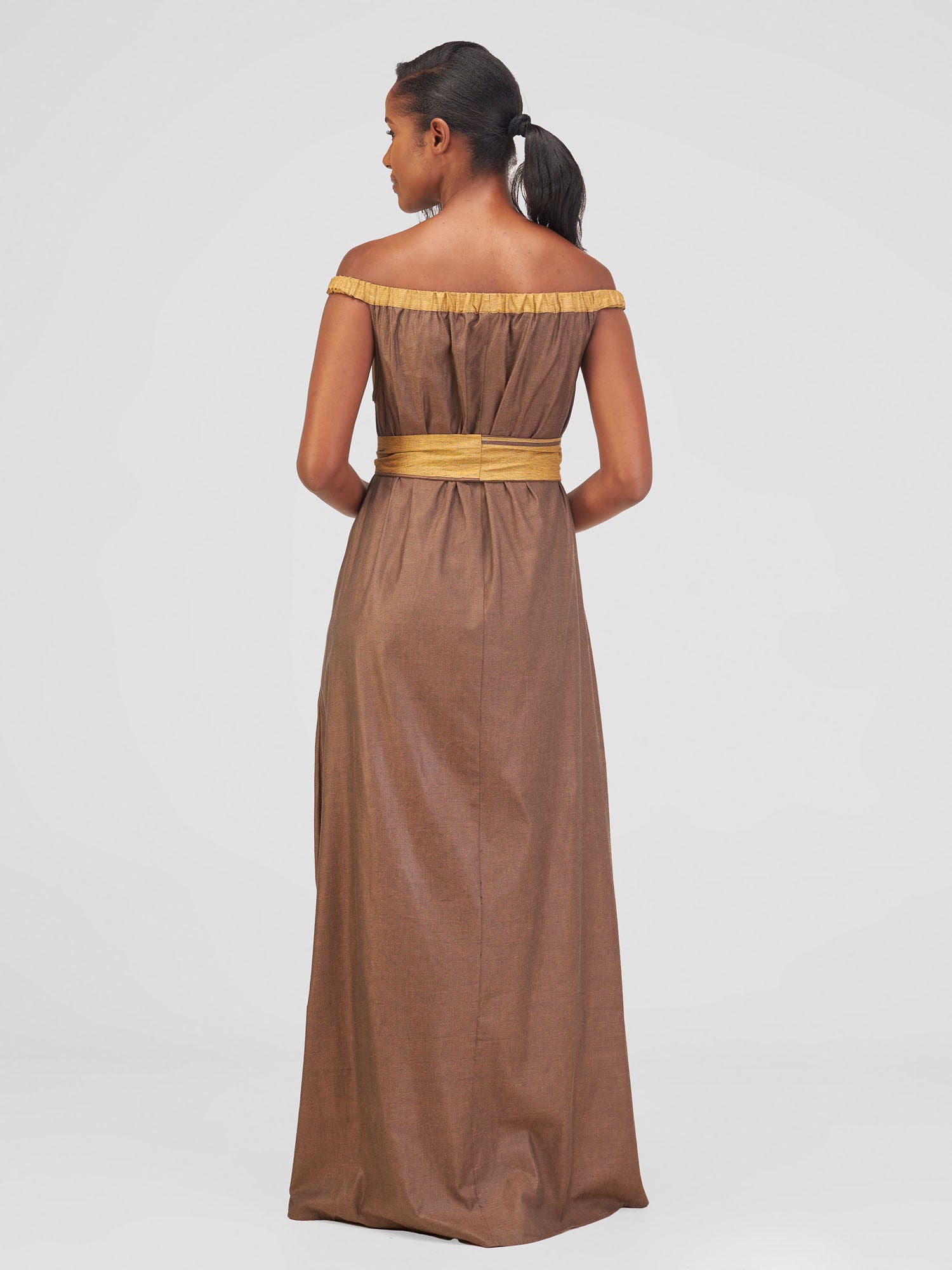 Safari Haya Off Shoulder Maxi Dress - Fown Koko Print
