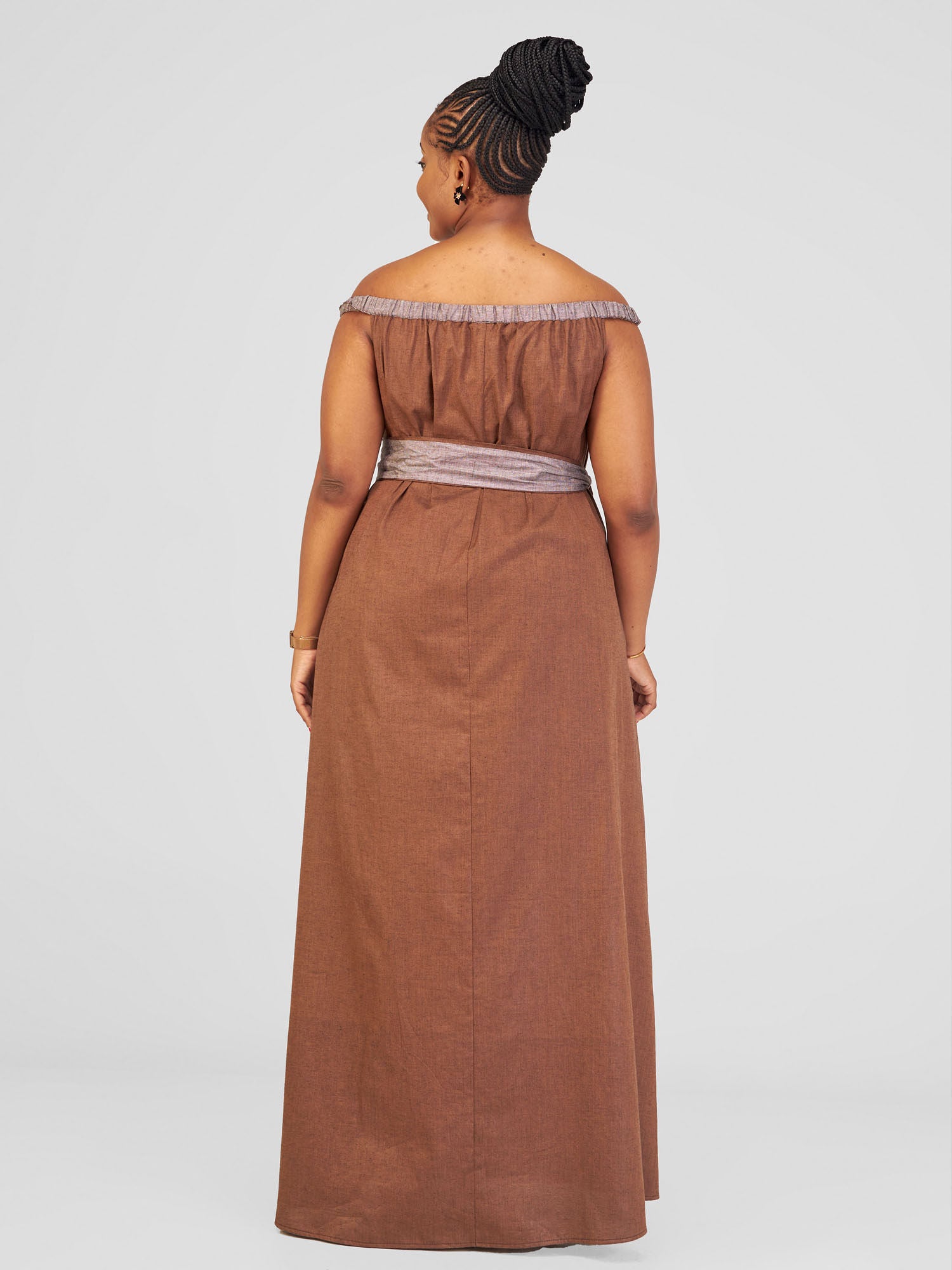 Safari Haya Off Shoulder Maxi Dress - Dark Brown Koko