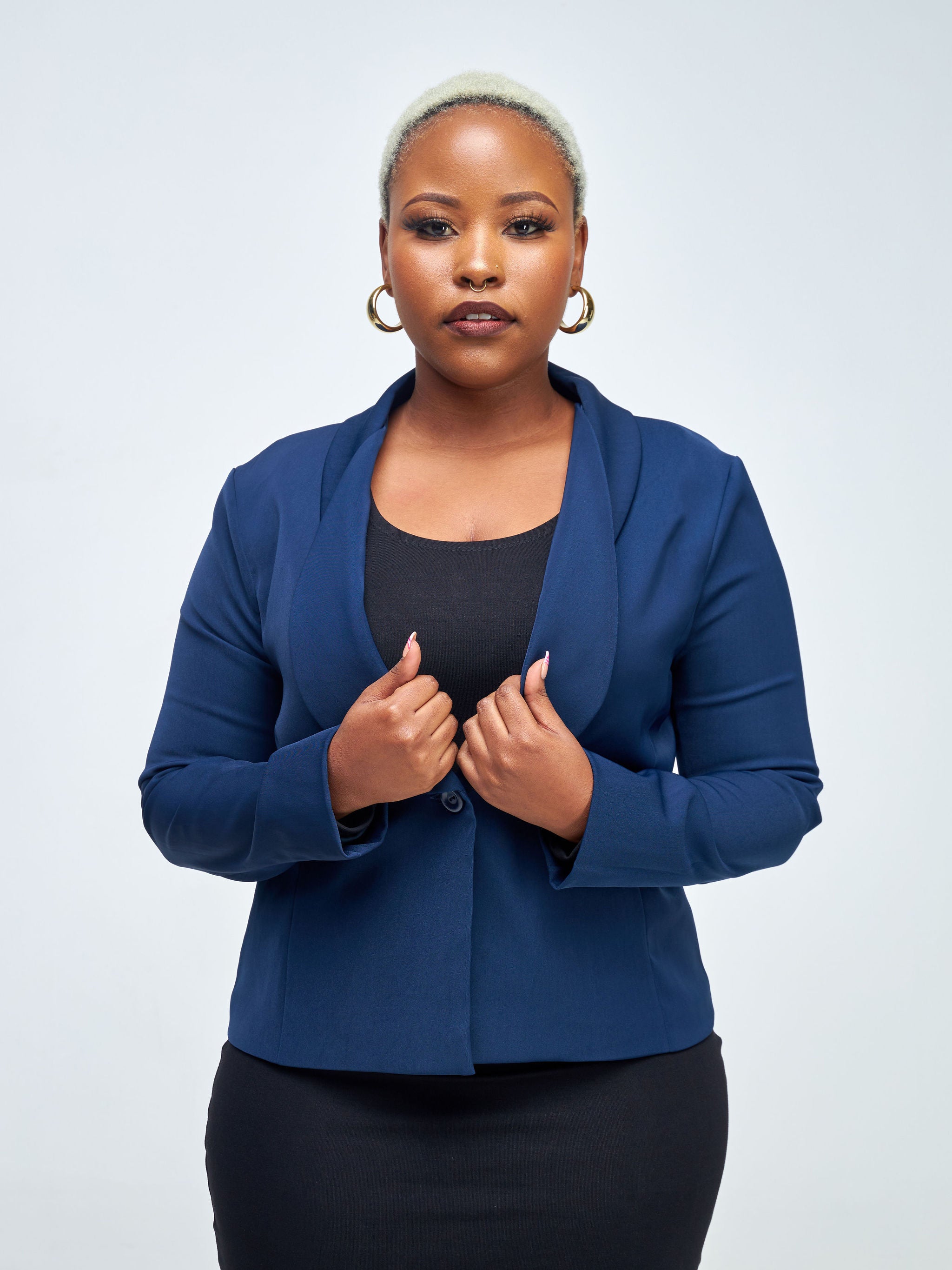 Vivo Taji Overlap Lapel Short Jacket - Dark Teal