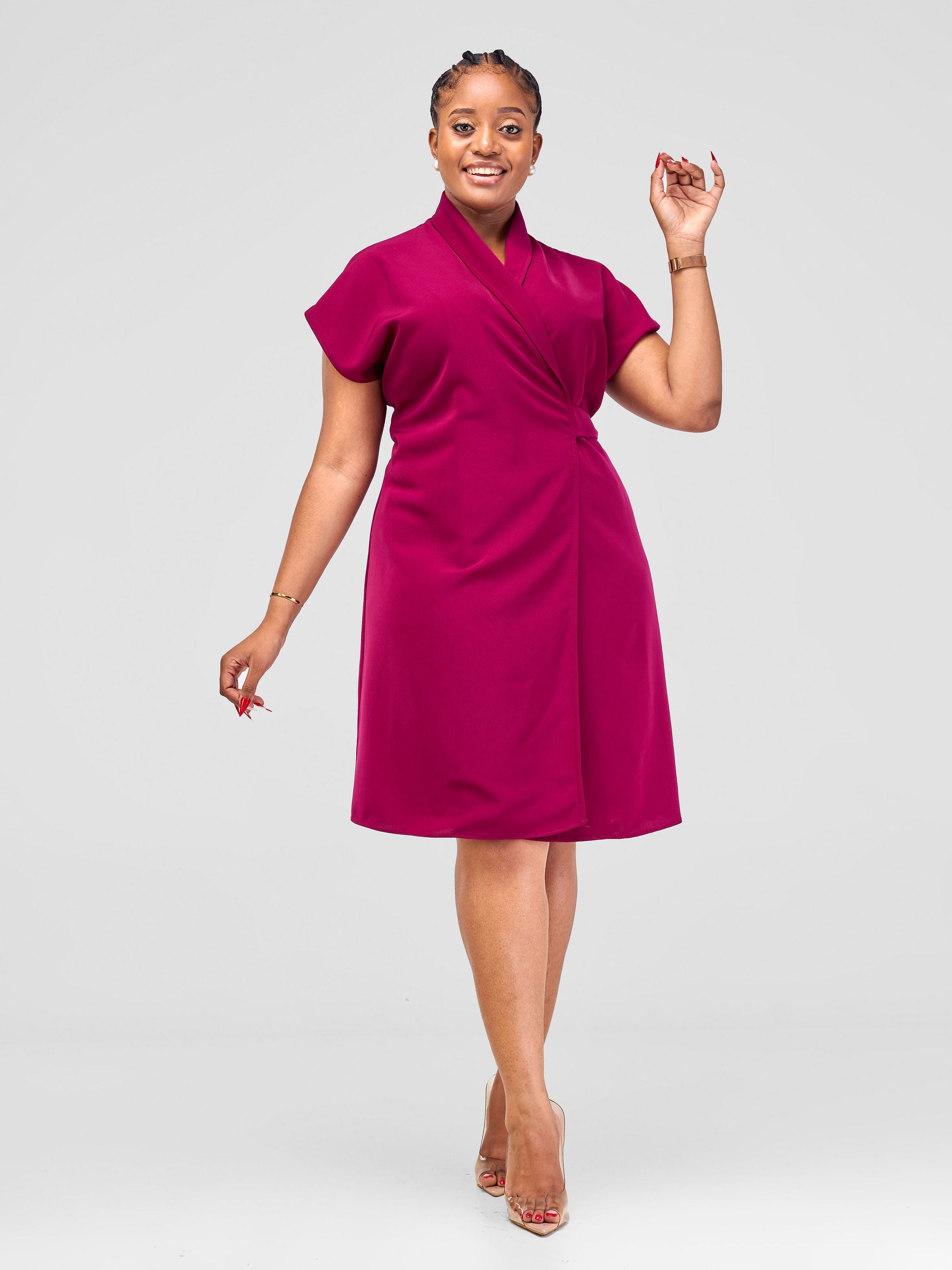 Vivo Arafa Wrap Dress - Maroon