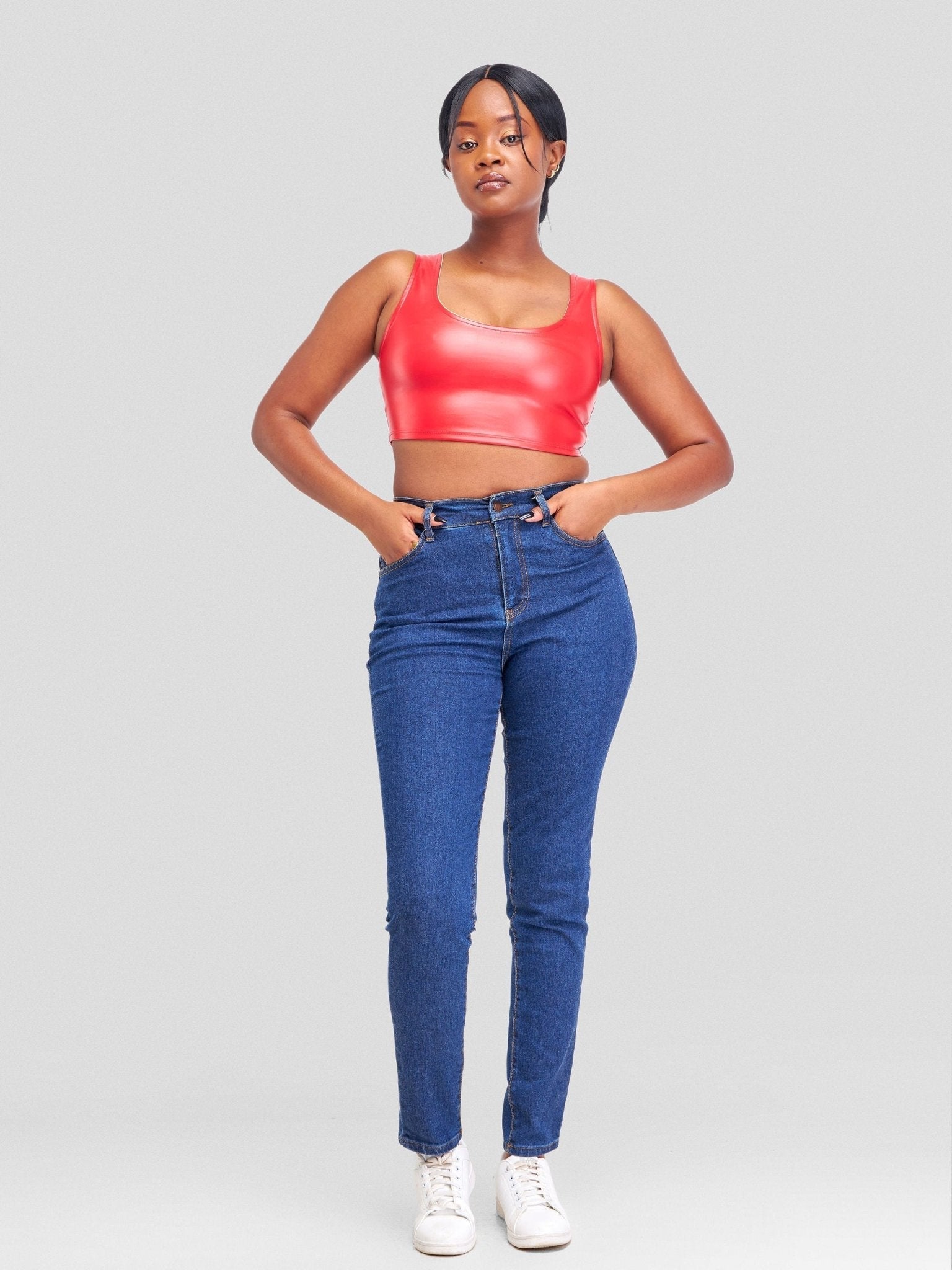 Denim Haven High Rise Skinny Jeans- Dark Blue - Shopzetu