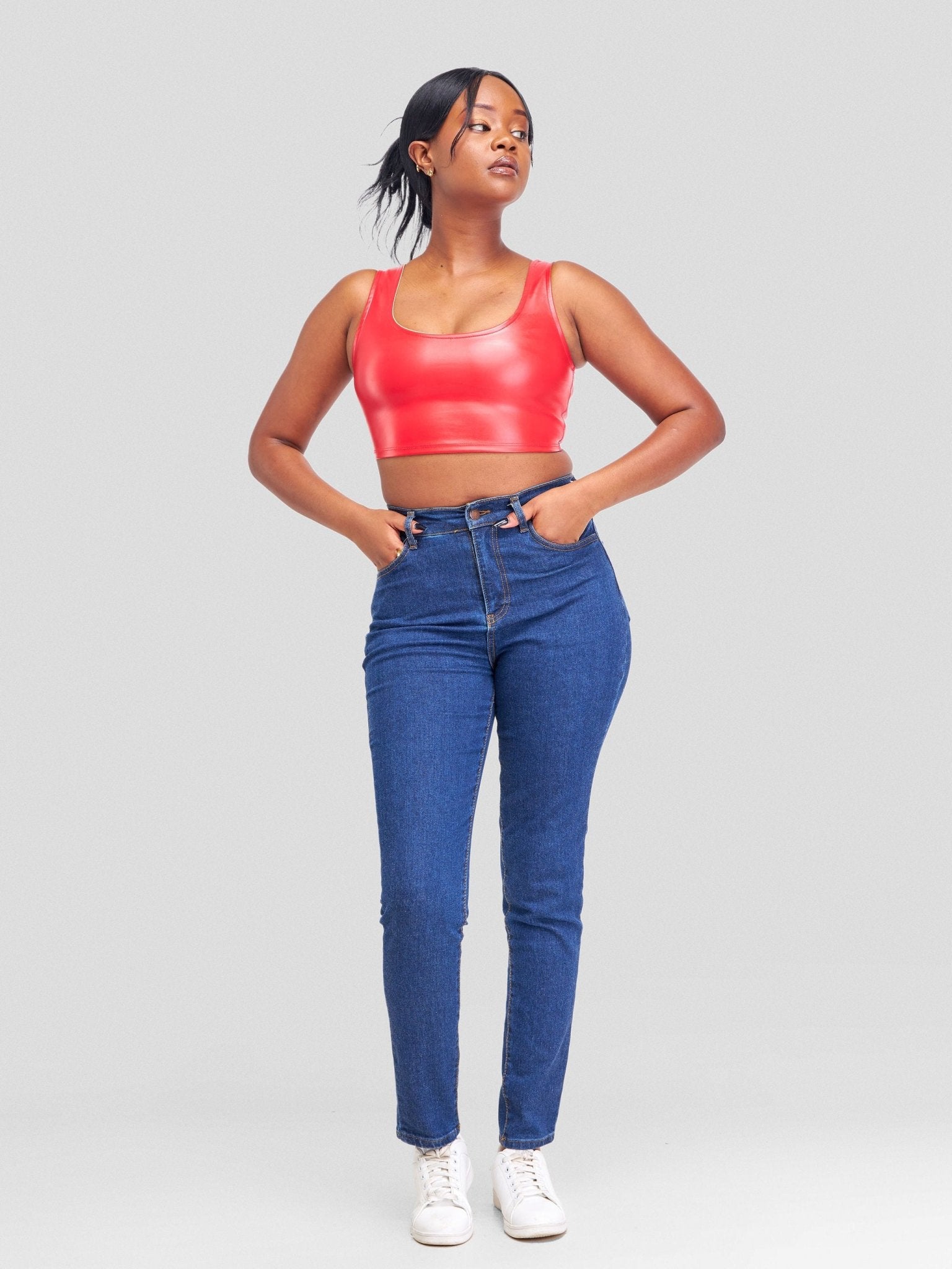 Denim Haven High Rise Skinny Jeans- Dark Blue - Shopzetu