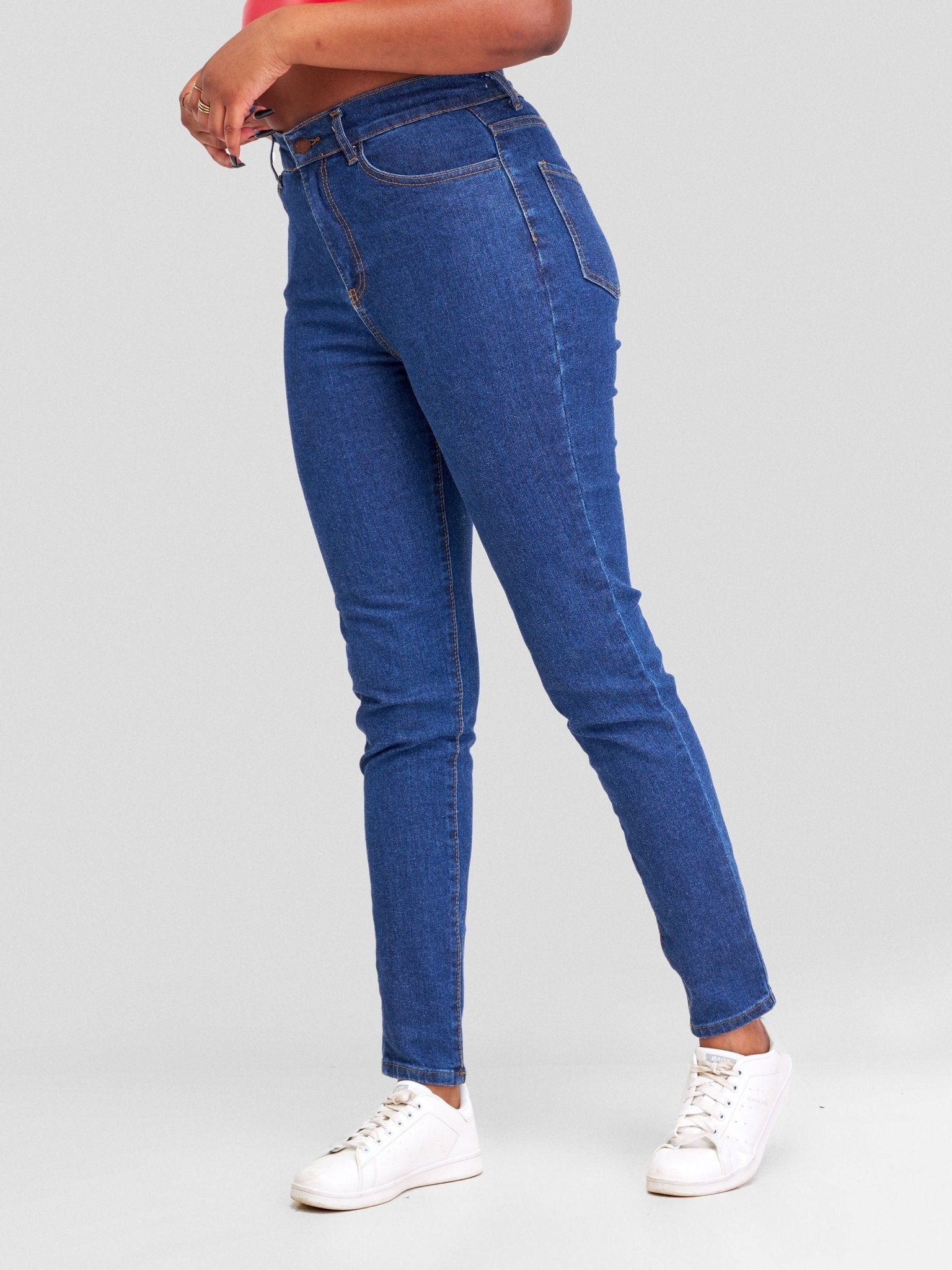 Denim Haven High Rise Skinny Jeans- Dark Blue - Shopzetu