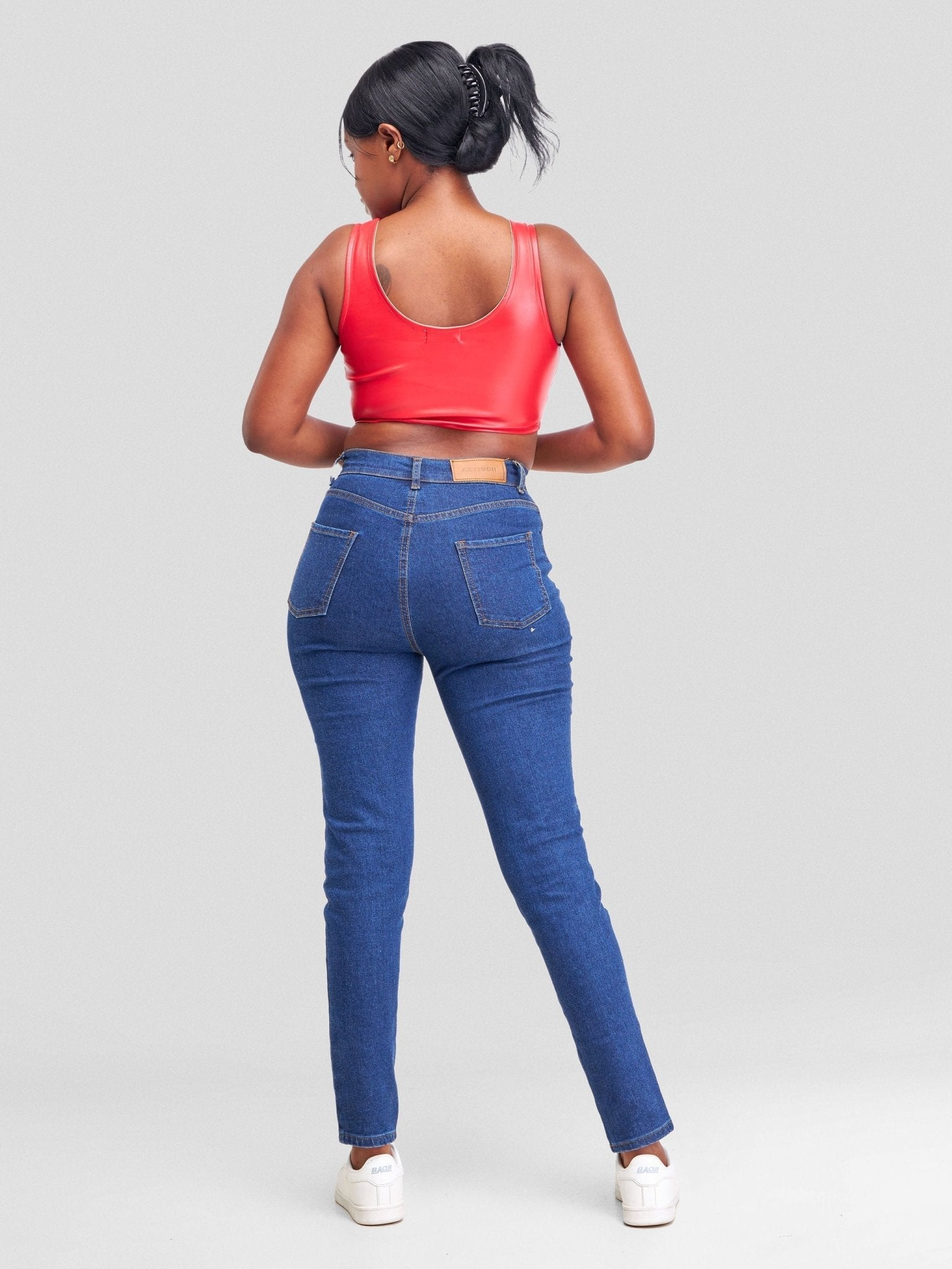 Denim Haven High Rise Skinny Jeans- Dark Blue - Shopzetu