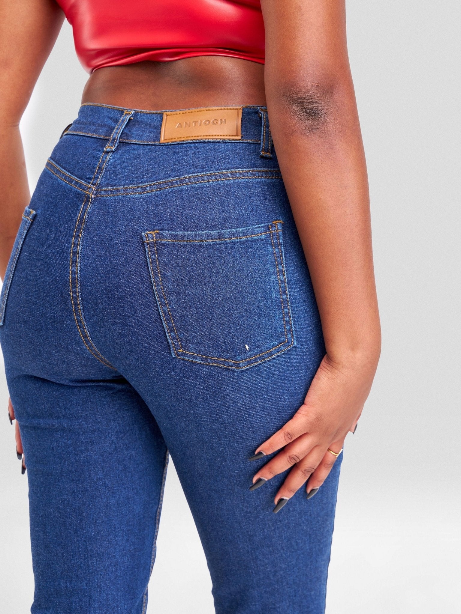 Denim Haven High Rise Skinny Jeans- Dark Blue - Shopzetu