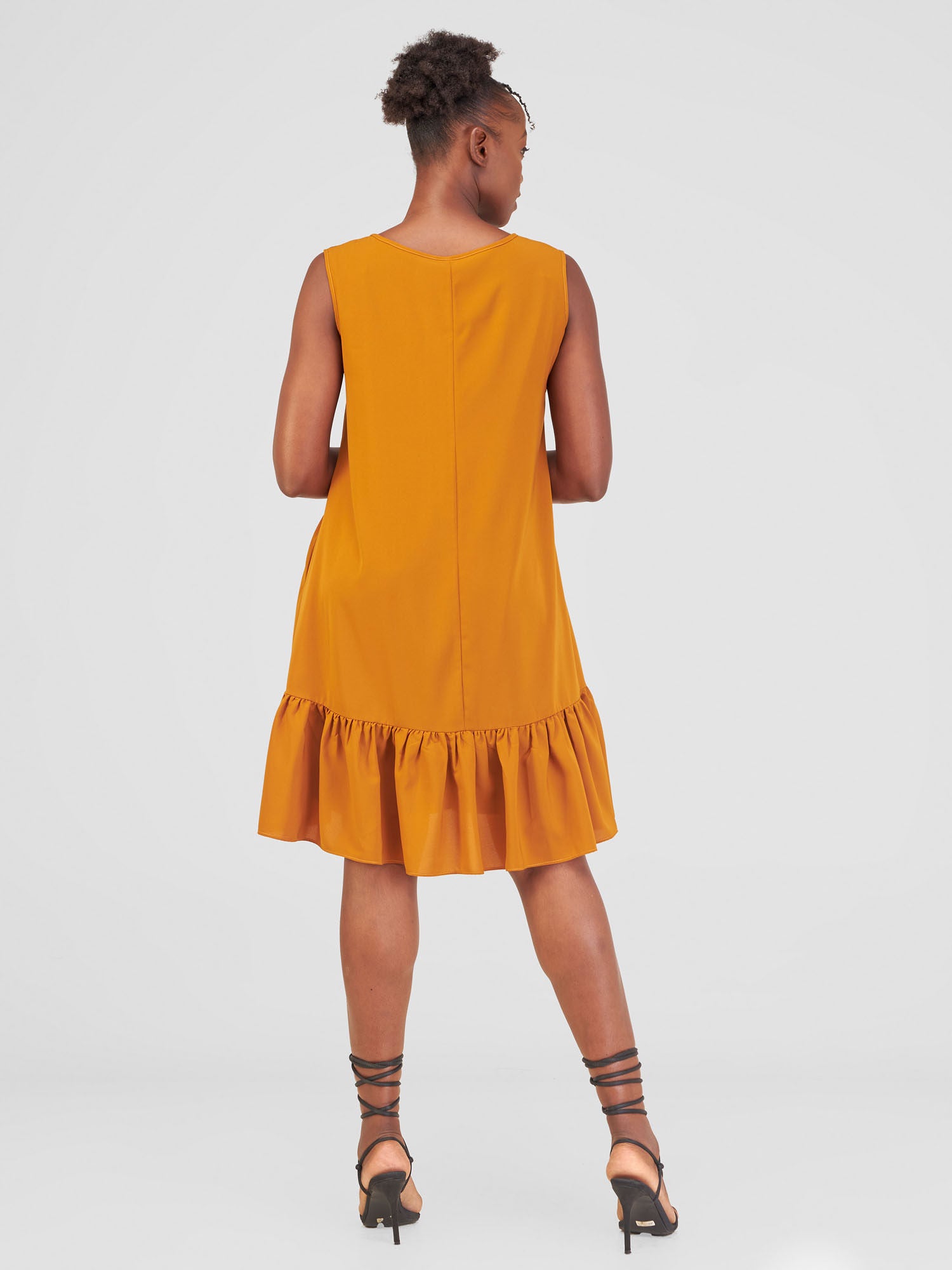 Vivo Dalia Sleeveless Gathered Tent Dress - Mustard