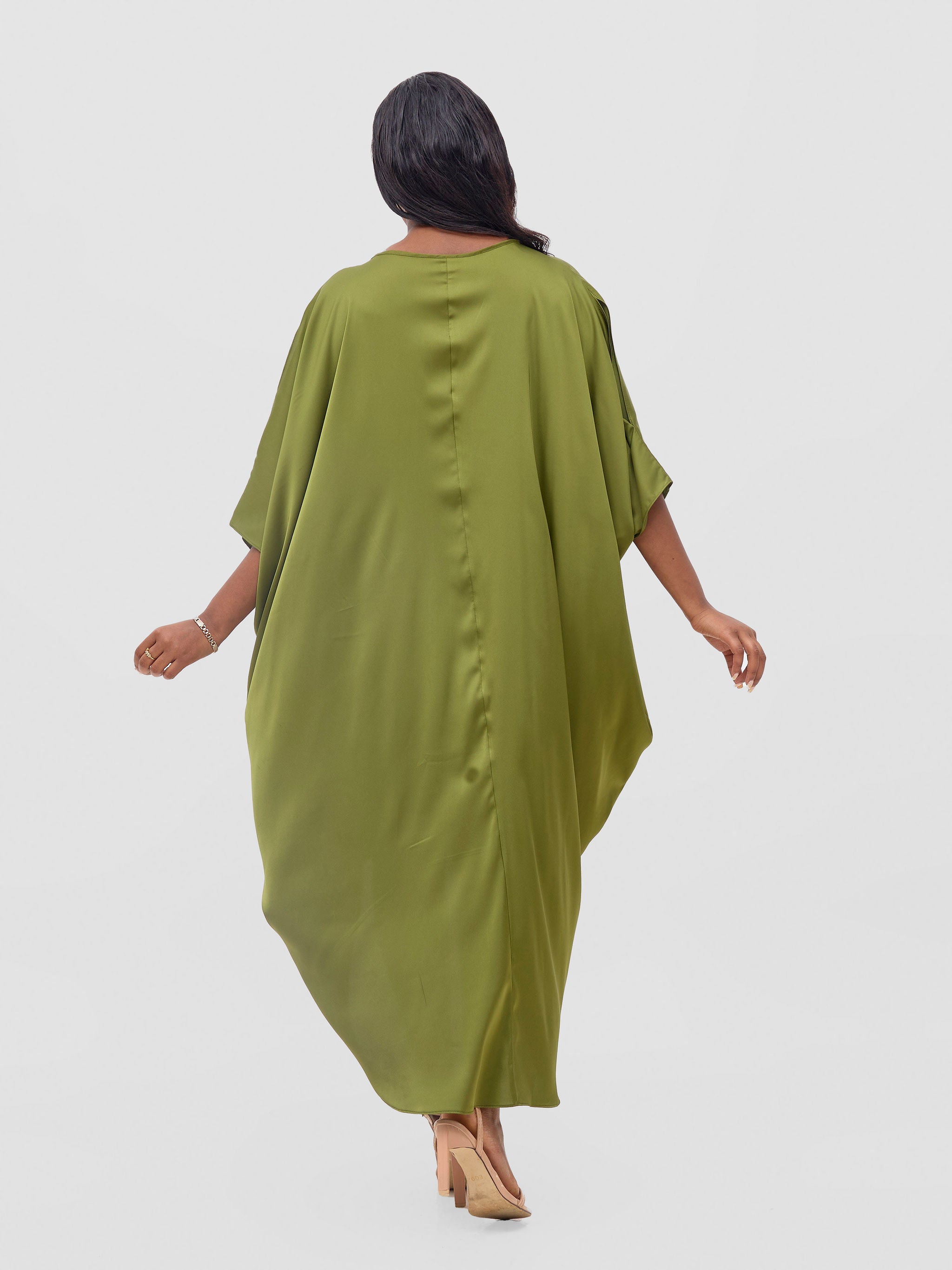 Vivo Lani Satin High Low Dress - Olive