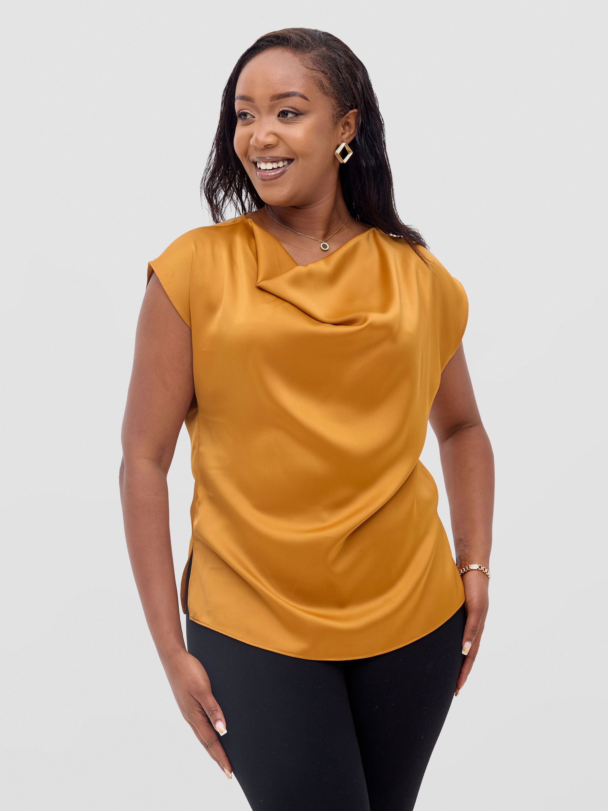 Vivo Meli Cowl Top - Dark Mustard