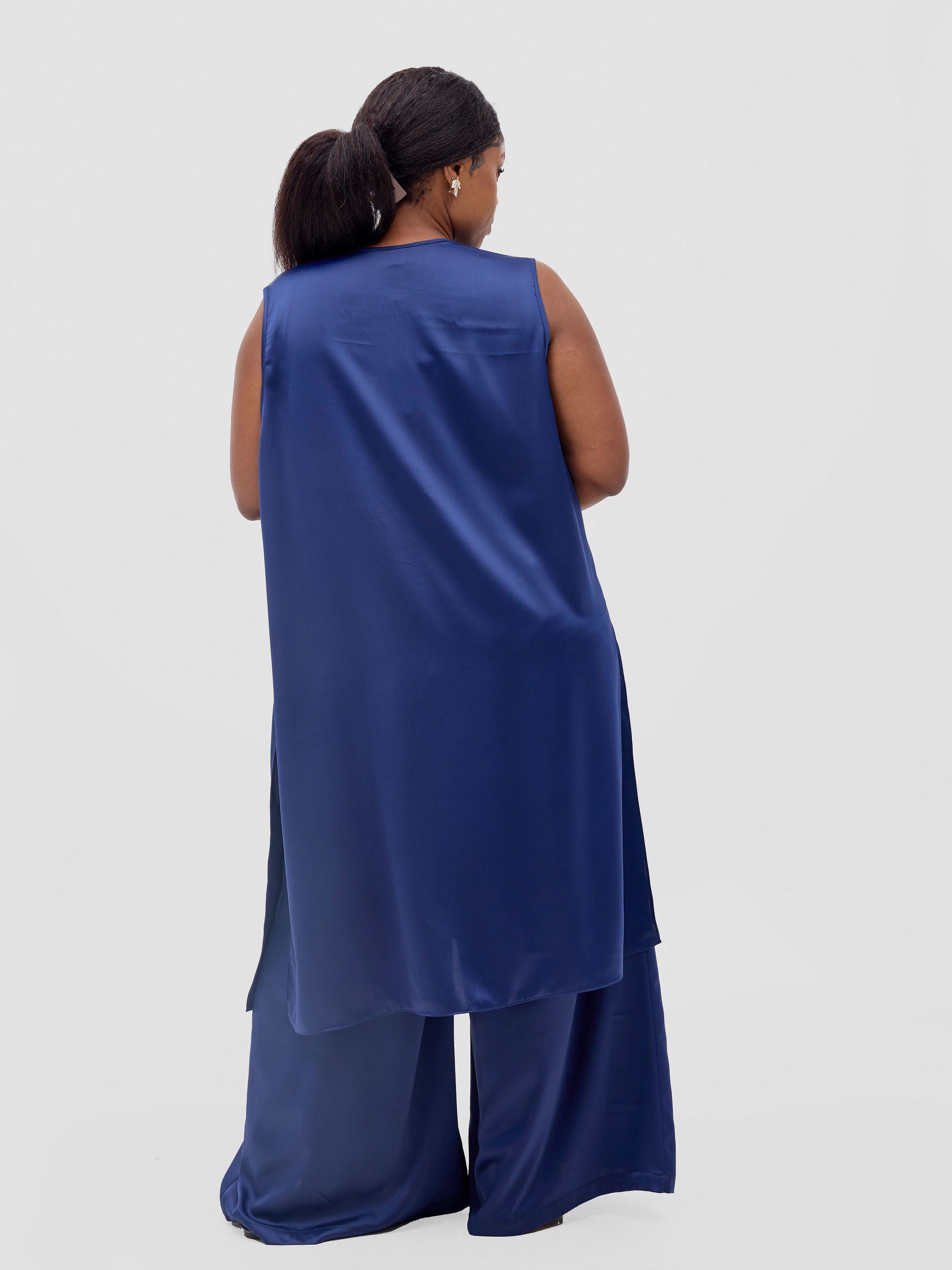 Vivo Meli Satin Pants - Navy