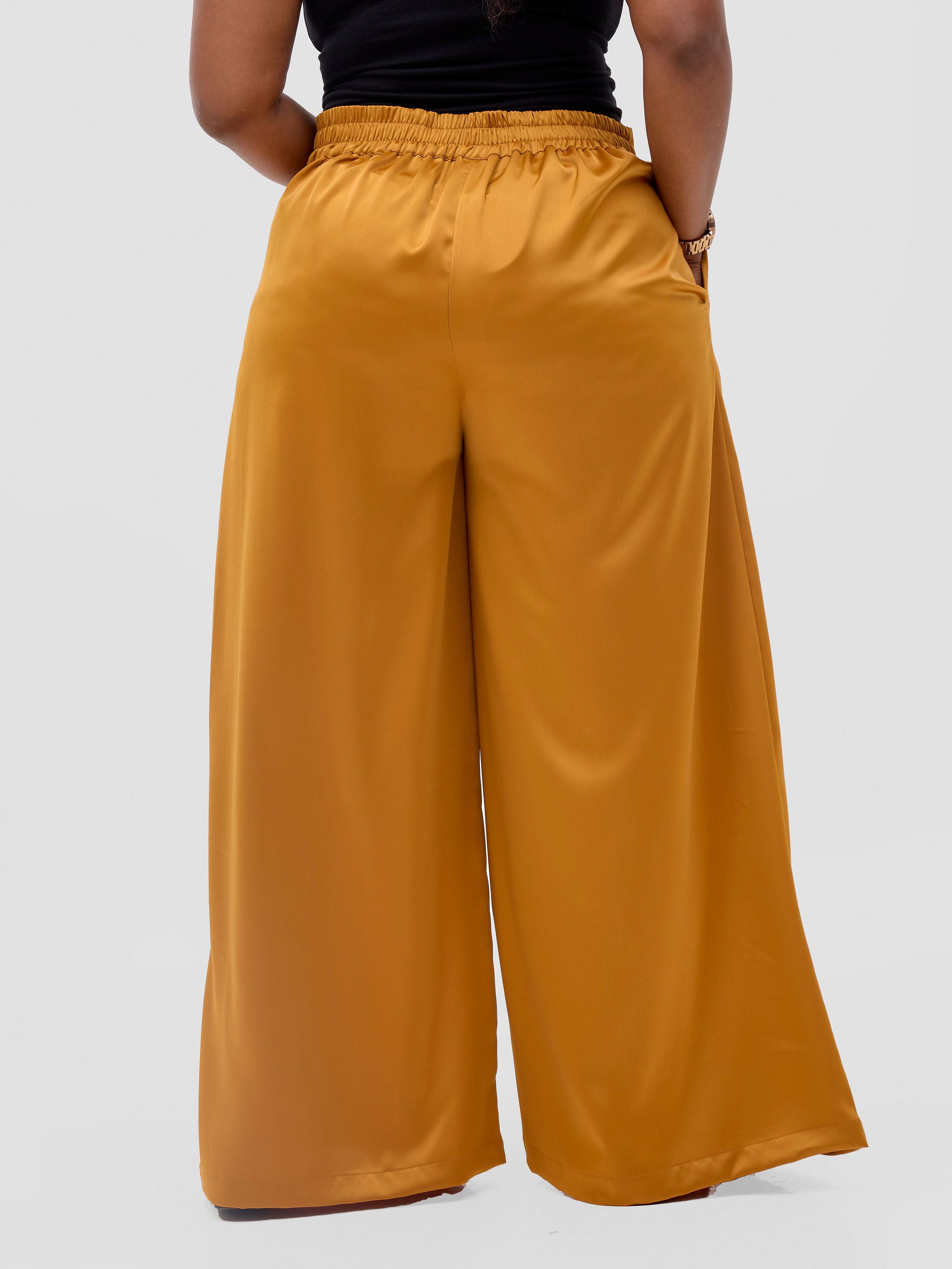 Vivo Meli Satin Pants - Dark Mustard