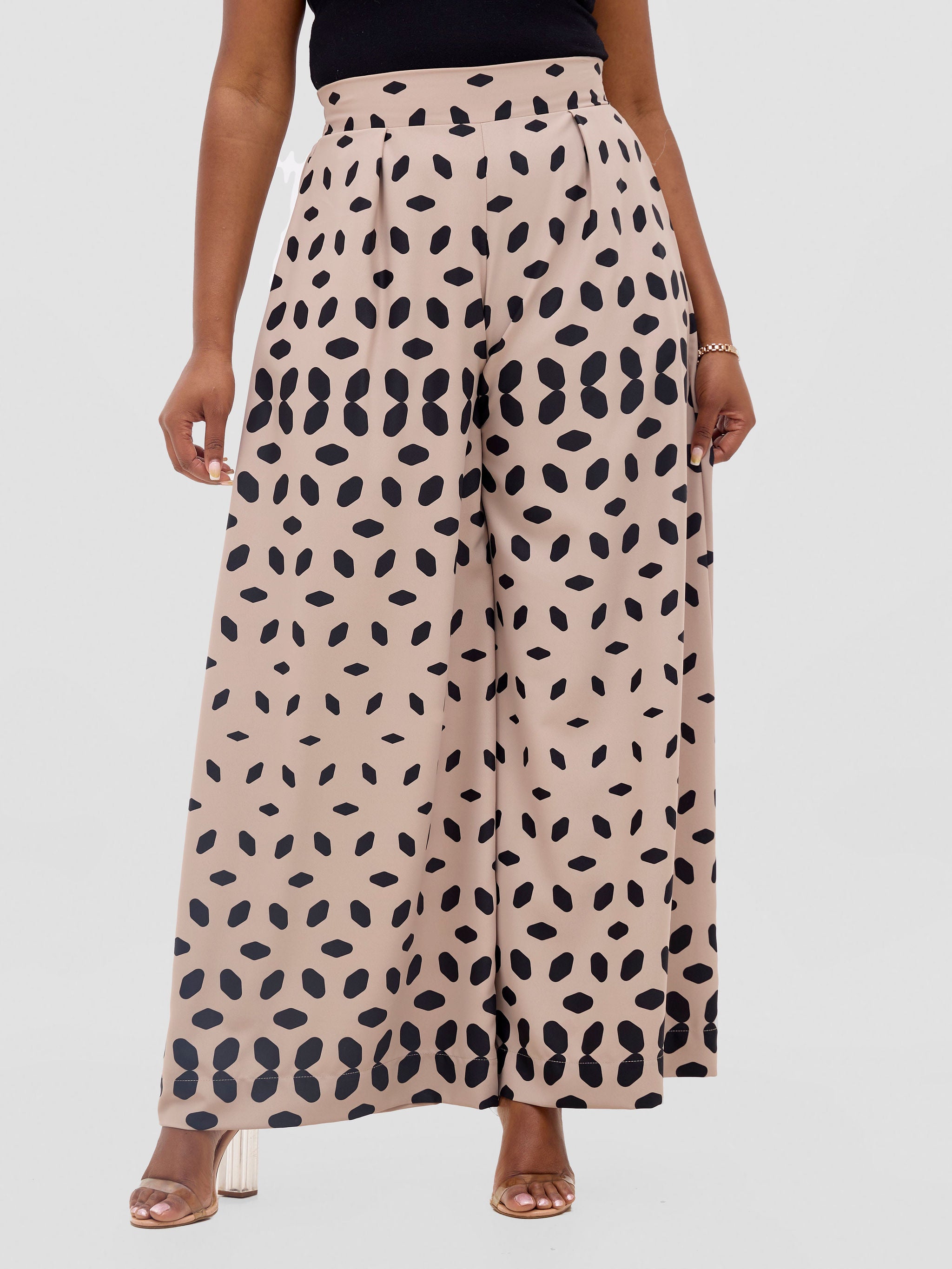 Vivo Ayla Crepe Pants - Taupe / Black Ila Print